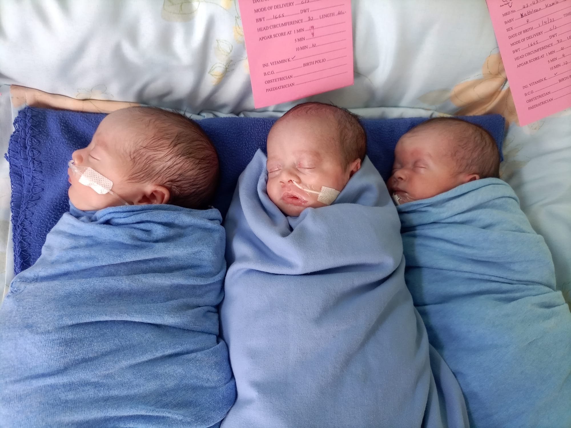 Briella, Camilla and Renesmee are seen in hospital in Nairobi, Kenya.