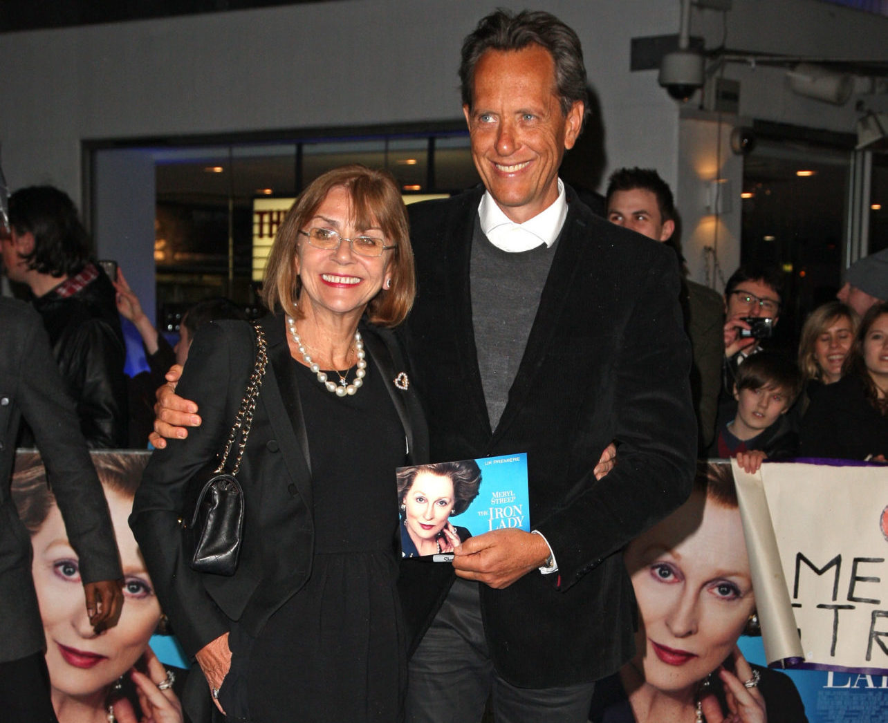 Richard E Grant and his wife Joan Washington arrive at the UK premiere of 'The Iron Lady'in London, England in January 2012.