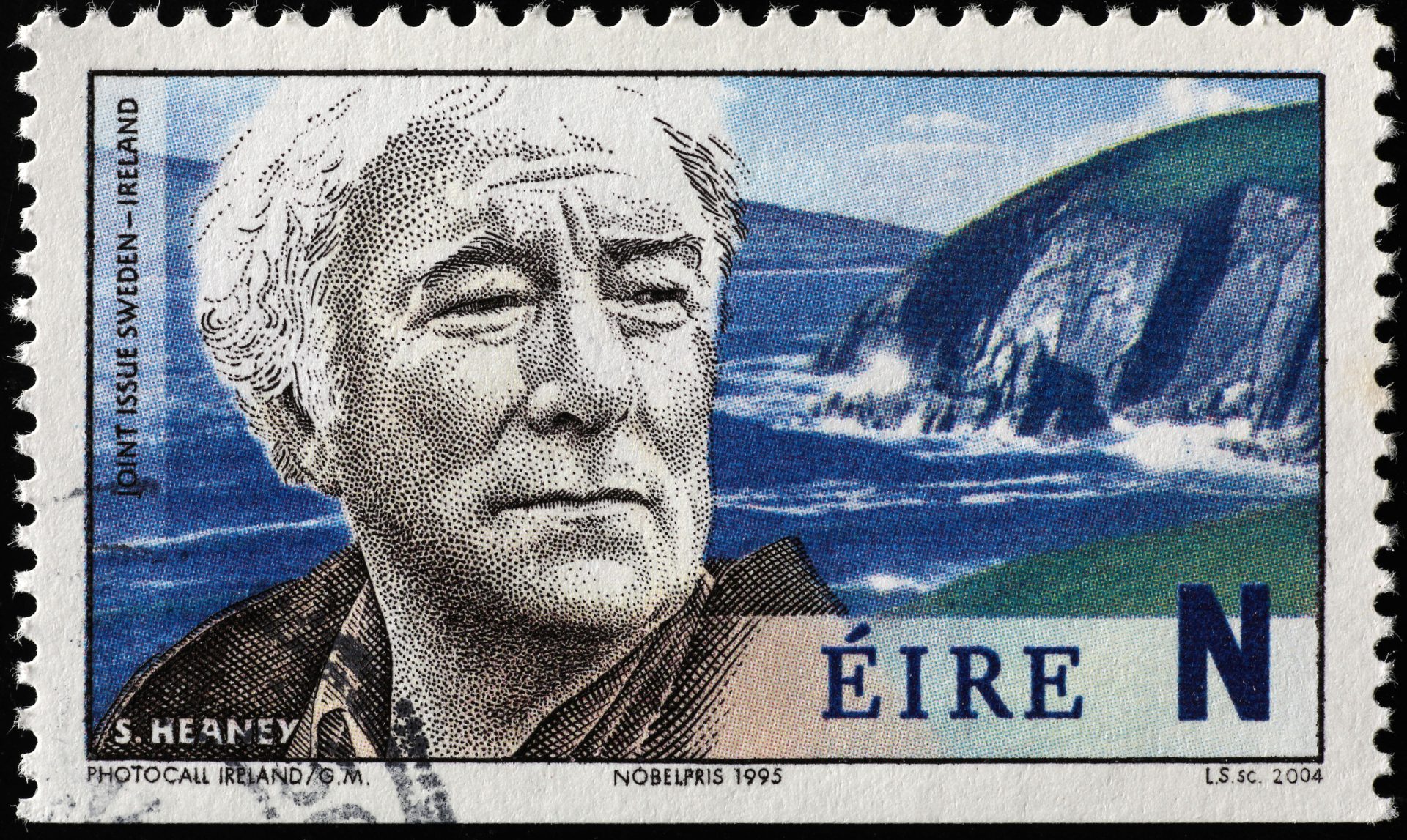 Nobel Prize-winning poet Séamus Heaney on an Irish postage stamp