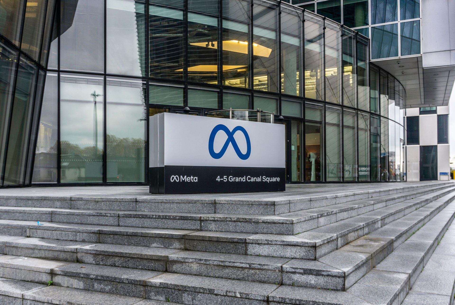The European headquarters of Meta at Grand Canal Square in Dublin.
