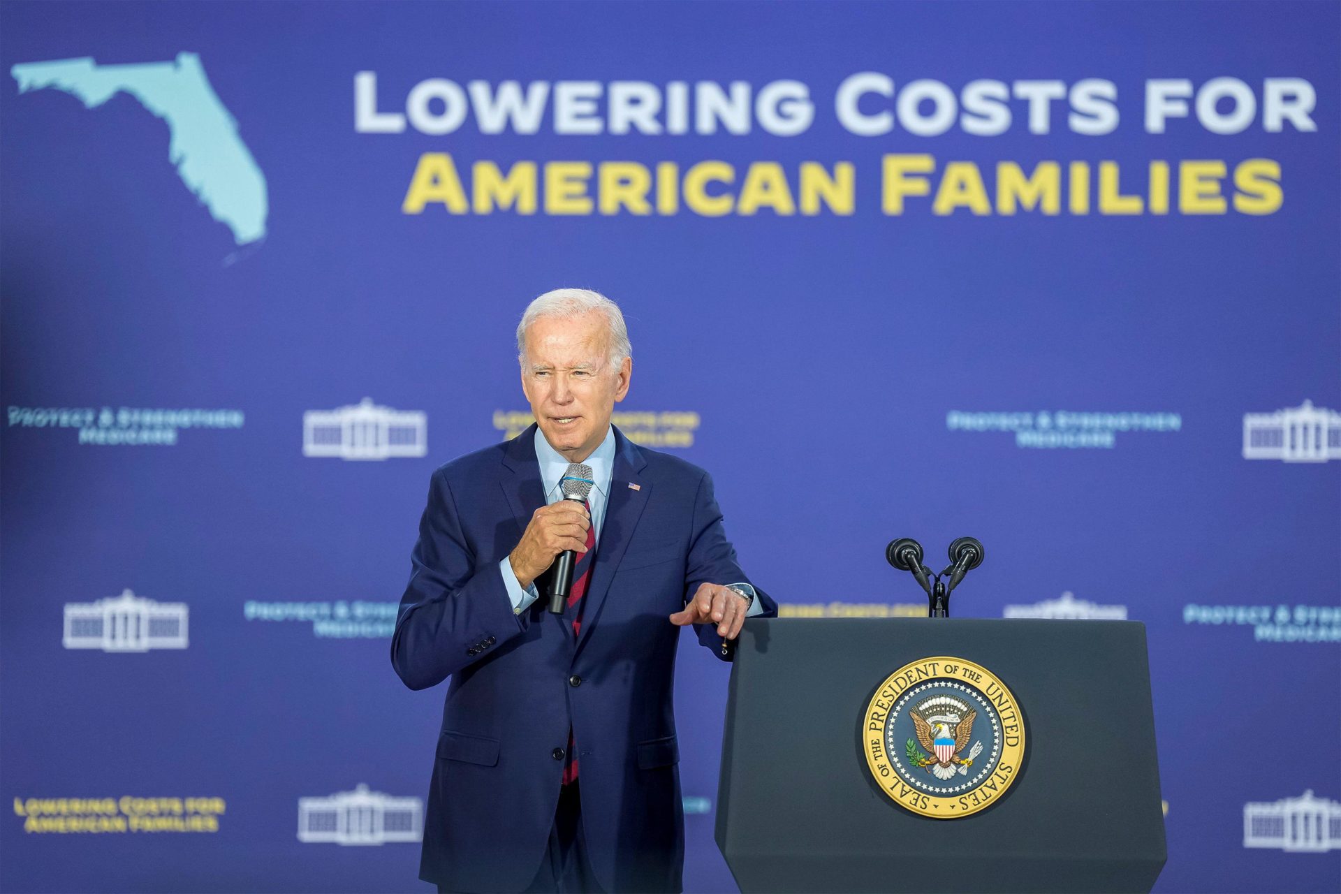 US President Joe Biden delivers remarks on Social Security, Medicare, and prescription drug costs in the US state of Florida on November 1st 2022.