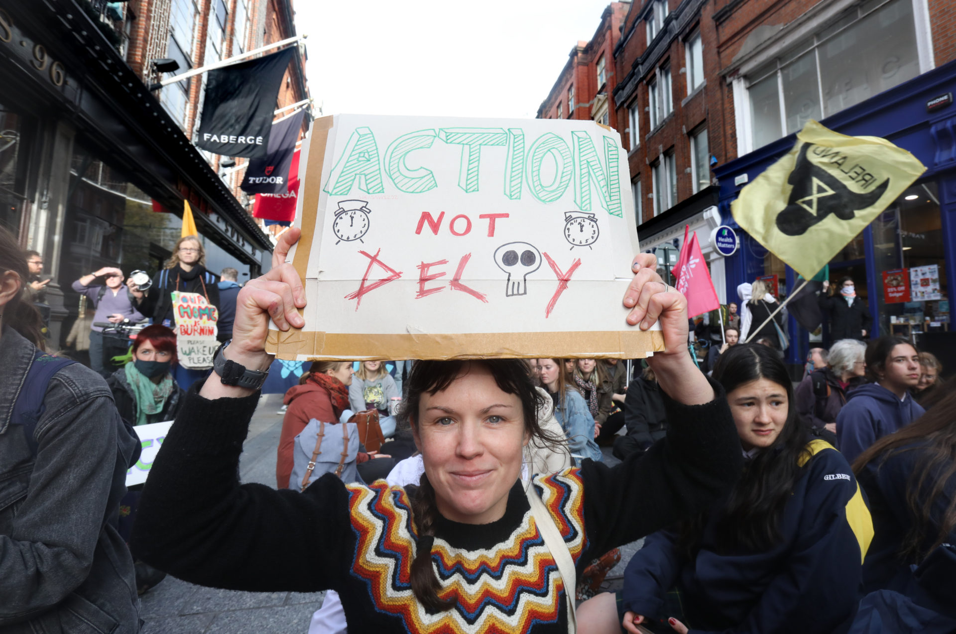 Clare Kelly, Associate Professor of Psychology TCD at the climate protest.