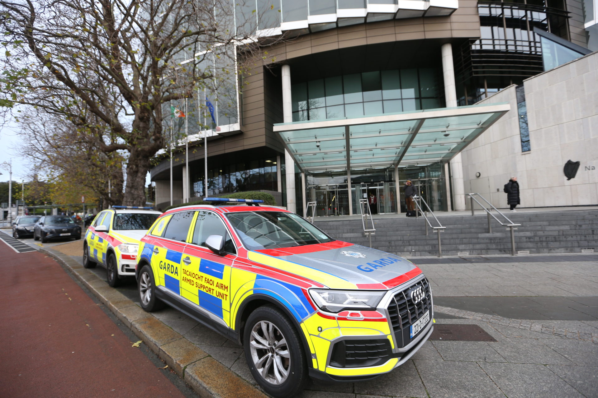 Armed gardai outside the CCJ as the Regency Hotel murder trial continues.