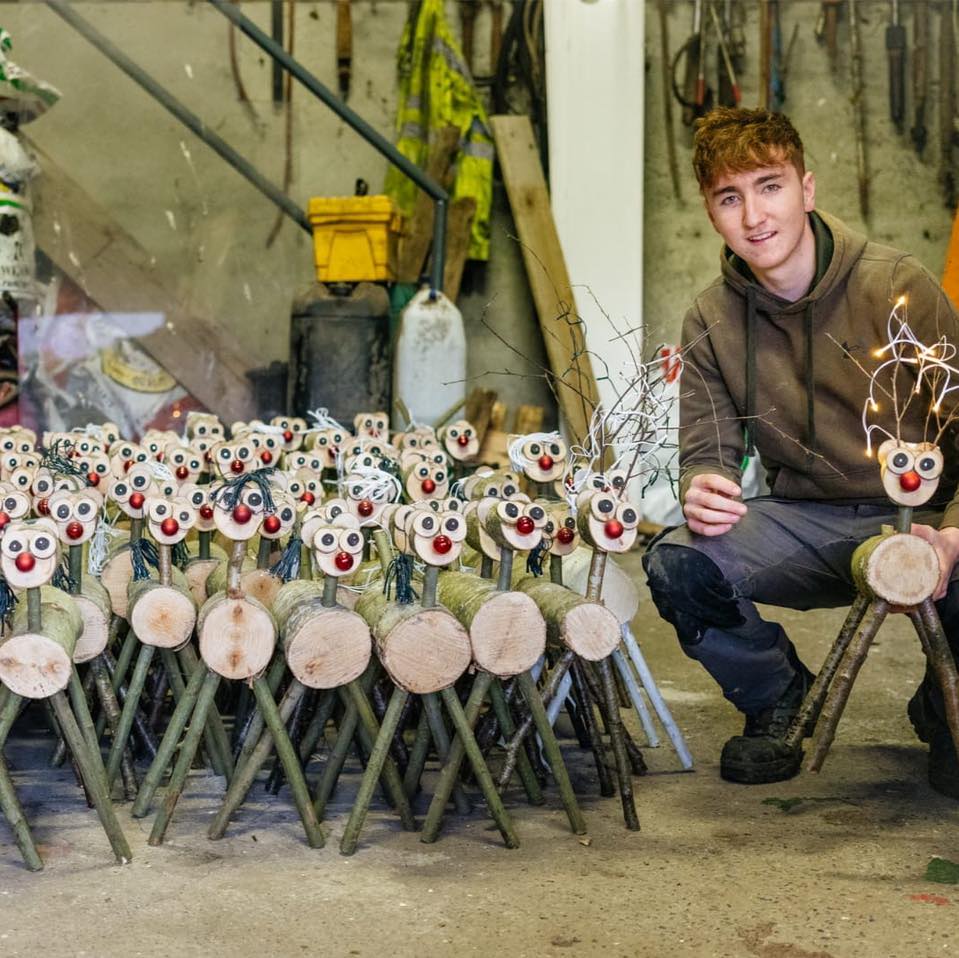 Anthony’s with his Reindeer decorations. Image: Anthony’s Wooden Crafts/Facebook