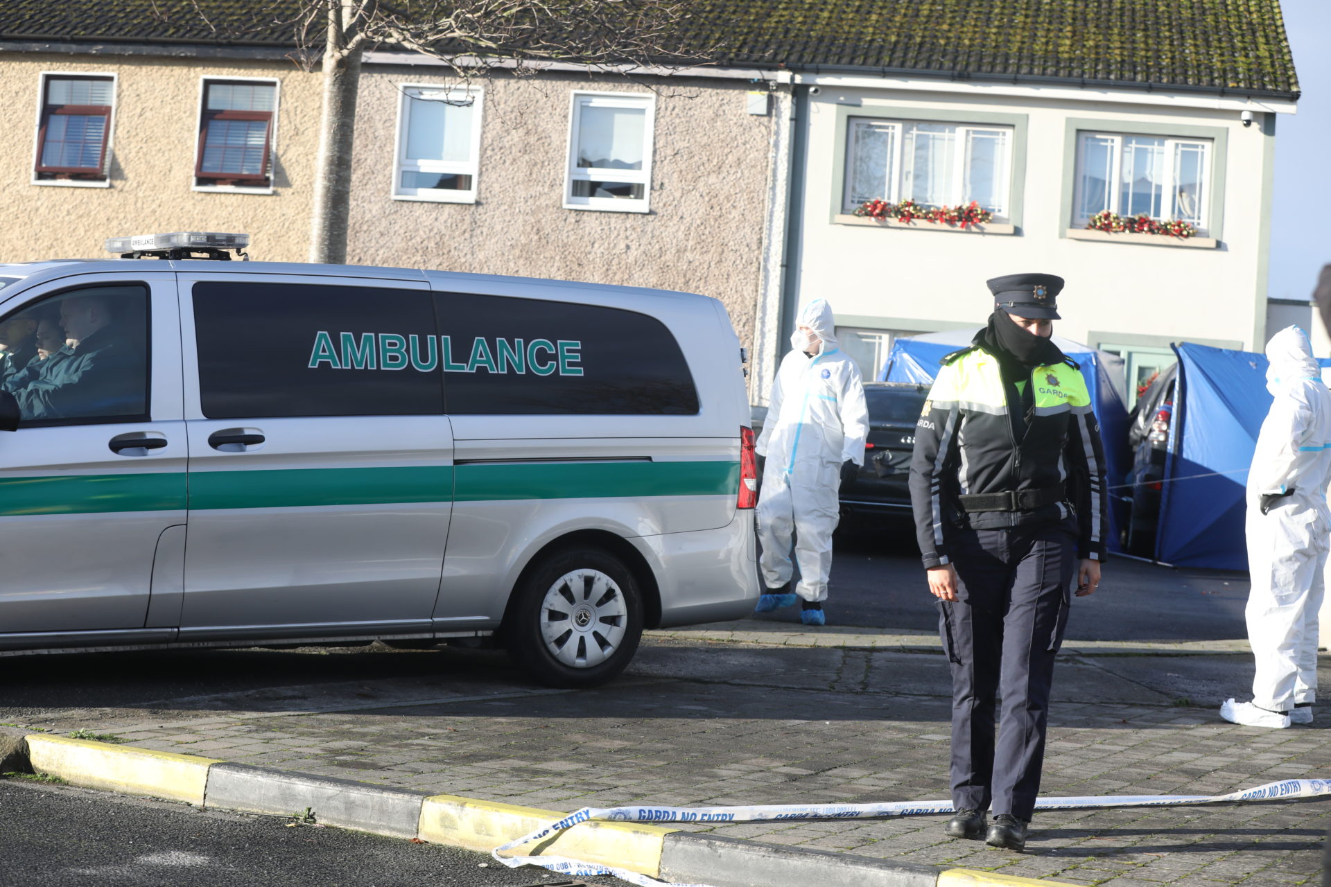 Emergency services at the scene of the murder at Harelawn Park in Dublin, 06-12-2022. Image: Leah Farrell/RollingNews 