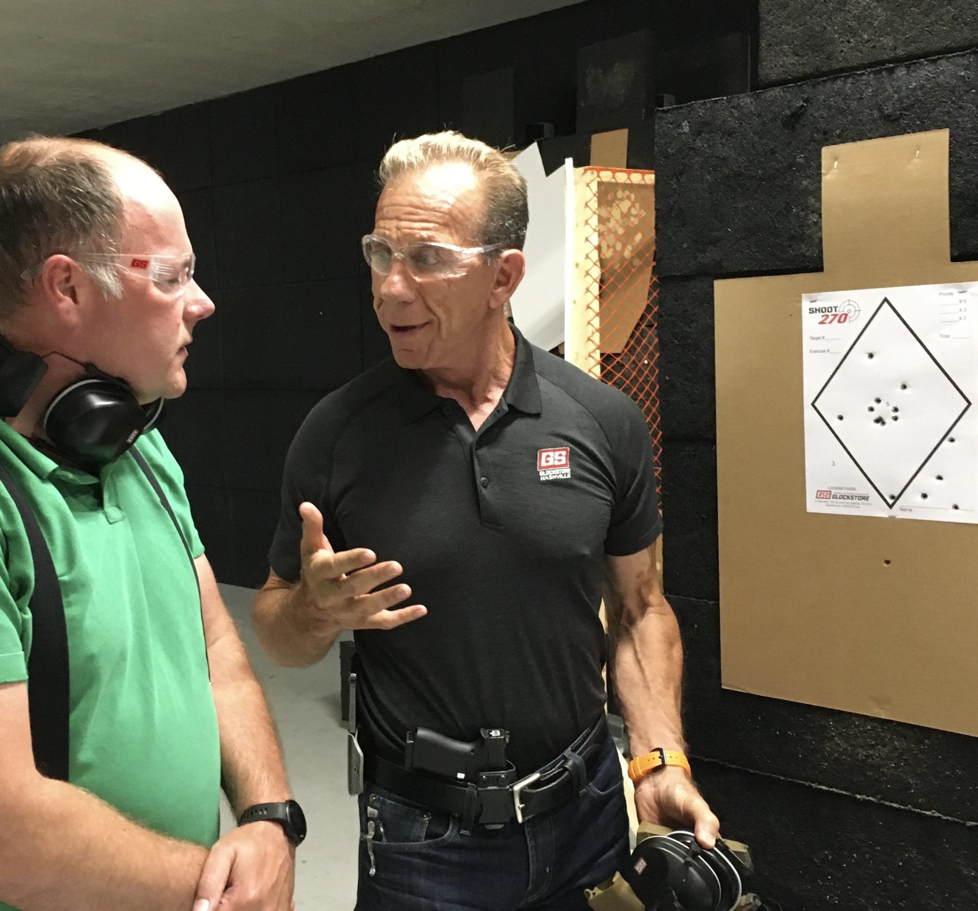 Henry McKean talks to a gun owner in Nashville, Tennessee.