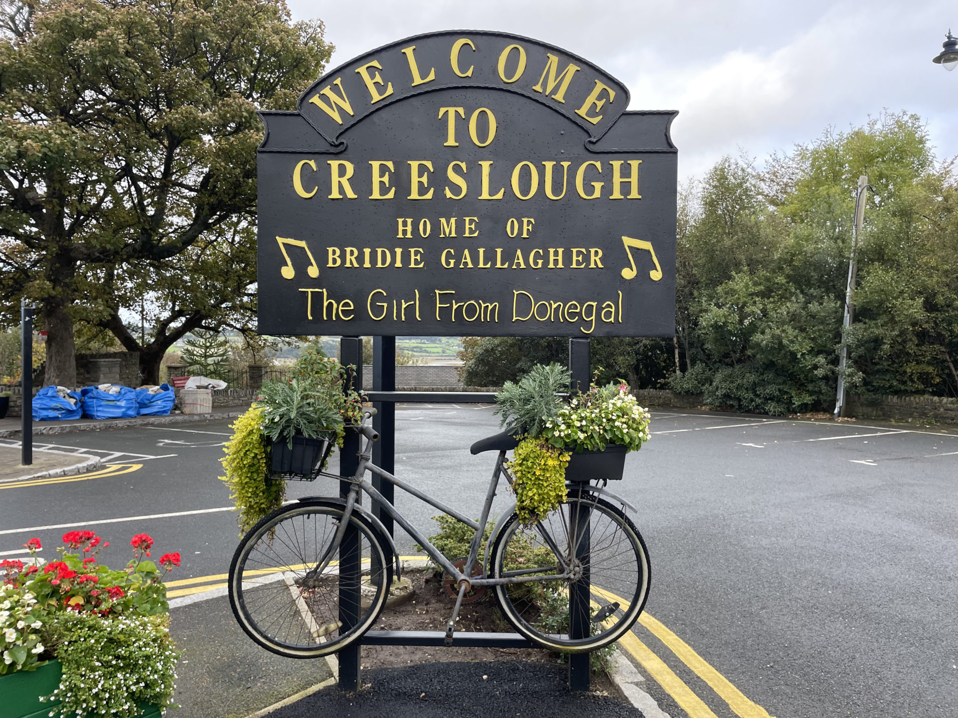 A remembrance sign for Bridie Gallagher, the famous Irish Country singer, from Creeslough in Donegal