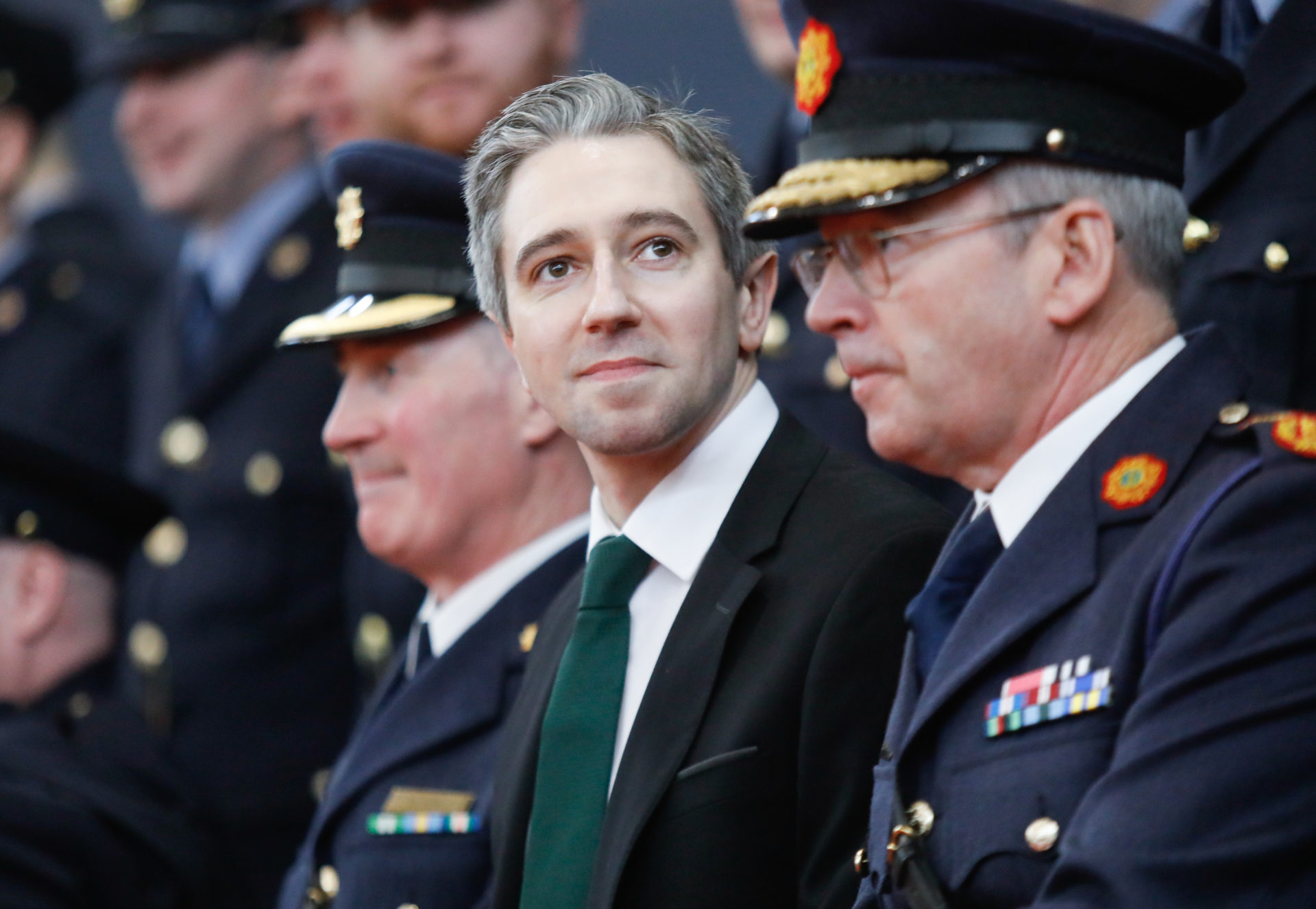 Justice Minister Simon Harris and Garda Commissioner Drew Harris at the passing out ceremony in Templemore.