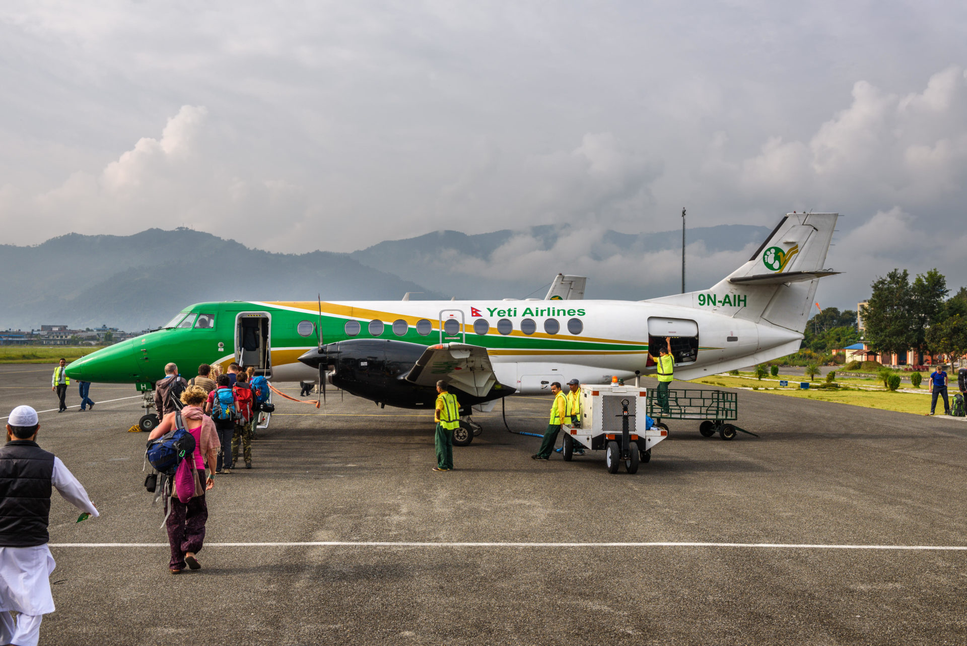 People board a Yeti Airlines plane flying from Pokhara to Kathmandu in Nepal in this October 2015 file photo.