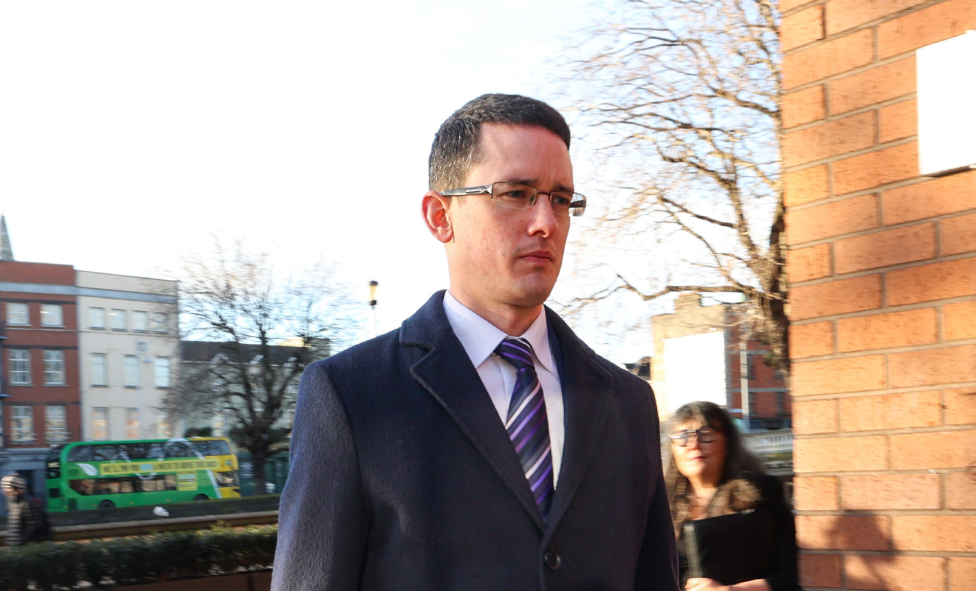 Enoch Burke arriving at the High Court in Dublin this morning.