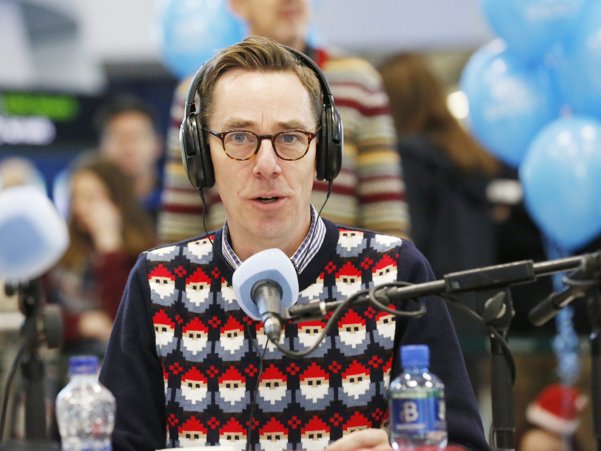 Ryan Tubridy presenting his radio show at Terminal 2 in Dublin Airport in December 2019