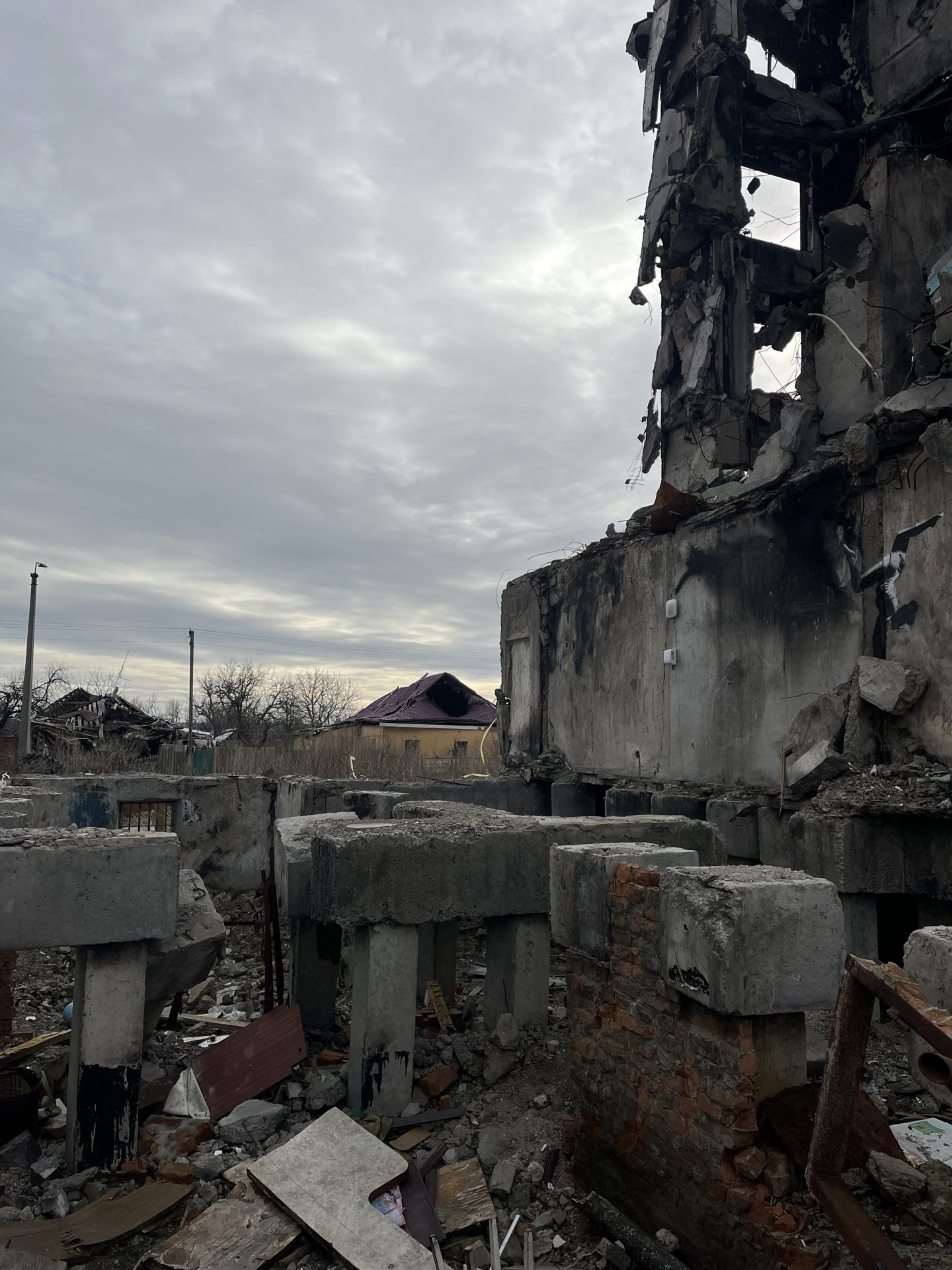 Some of the damaged buildings in Kyiv, Ukraine