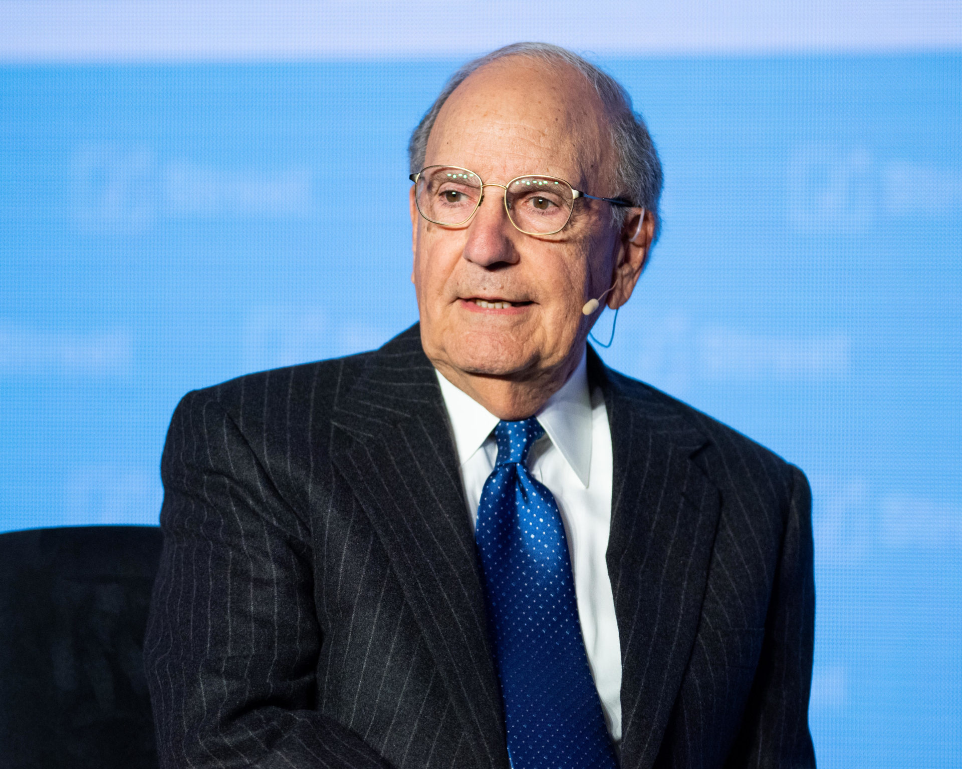 George Mitchell speaking in April 2018.