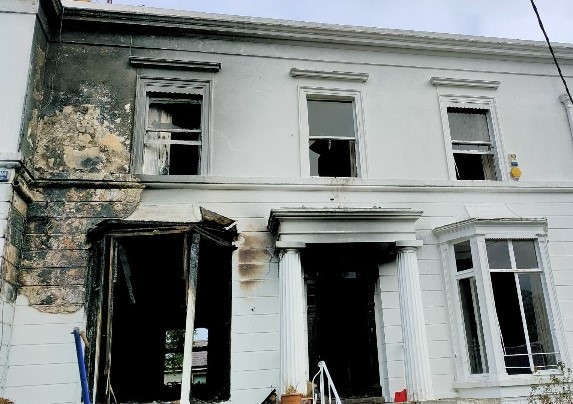 The aftermath of the fire at a home in Monkstown