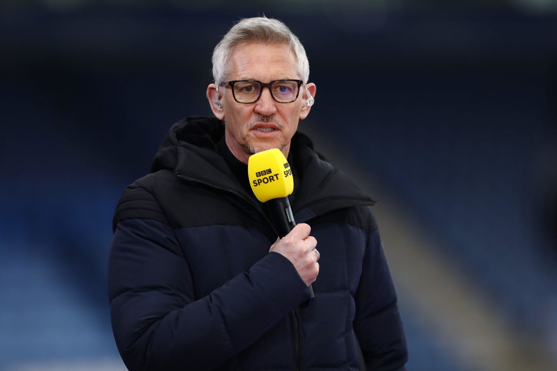TV presenter Gary Lineker at the Leicester City v Manchester United match in March 2021
