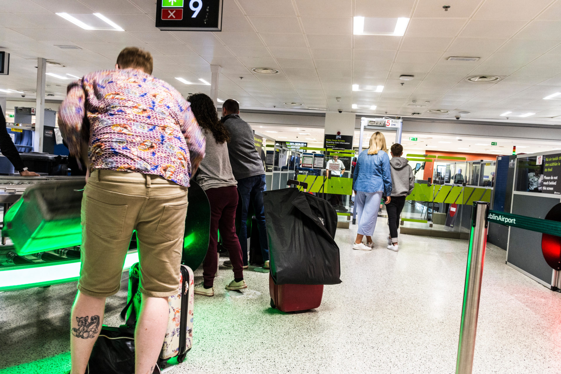 Dublin Airport, Terminal One, security screening.