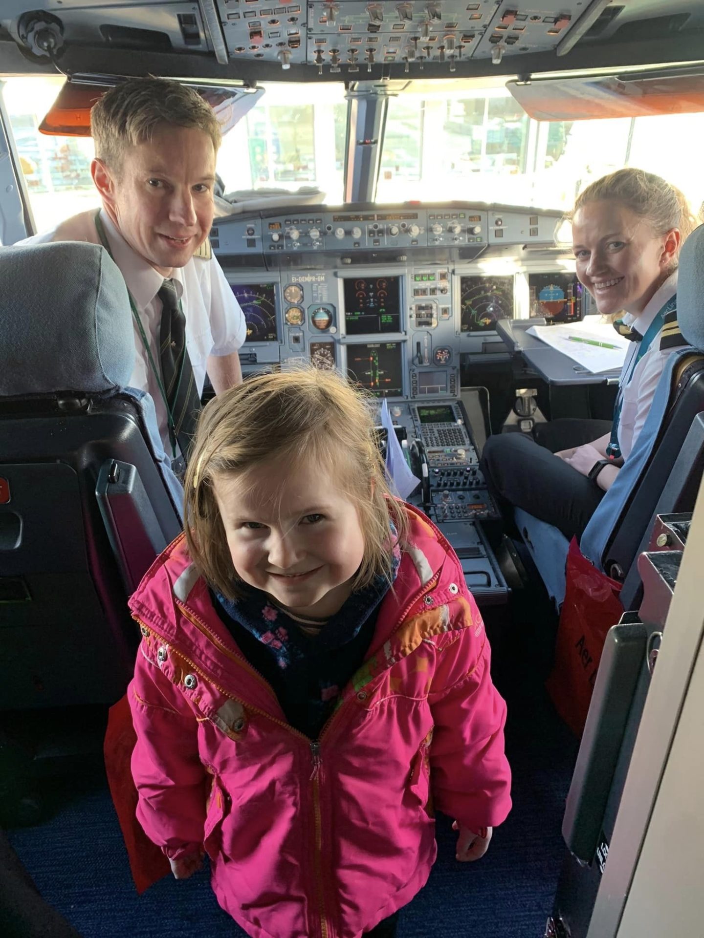 Rachel McGovern in an Aer Lingus cockpit on one of her trips to Birmingham in England