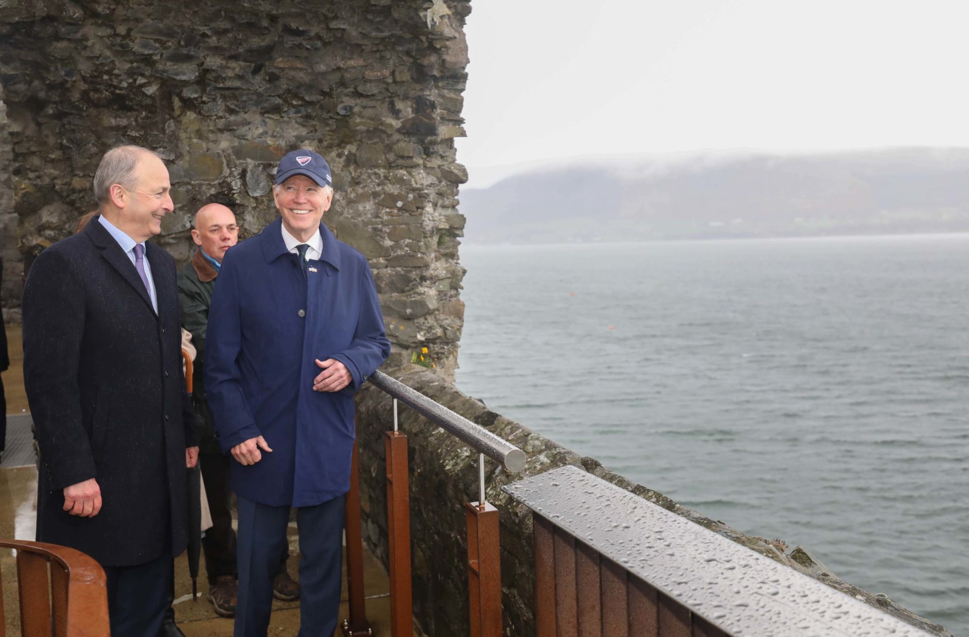 US President Joe Biden at Carlingford Castle in Co Louth with Tánaiste Michael Martin