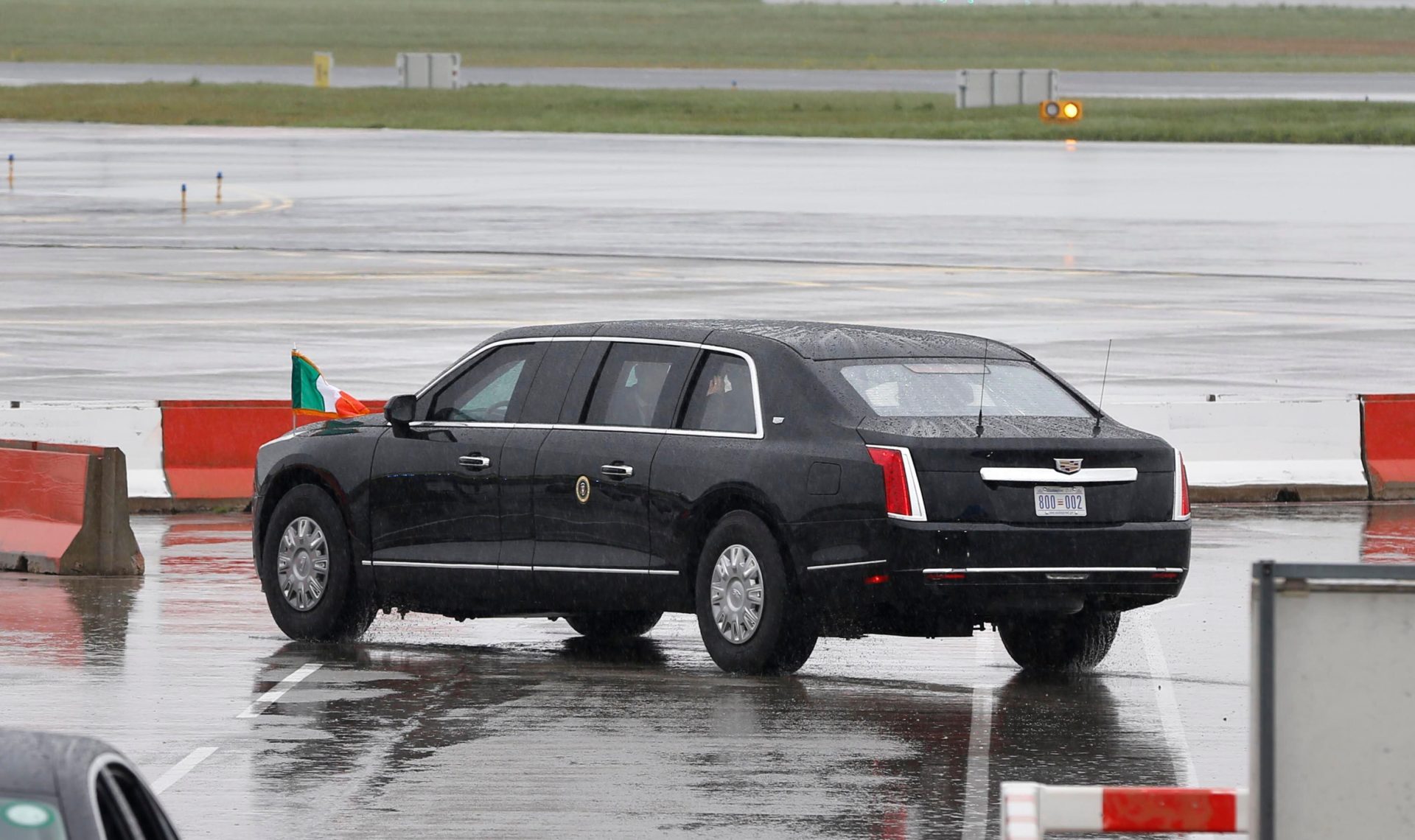 US President Joe Biden leaves Dublin Airport by car after arriving on Air Force One from Belfast.