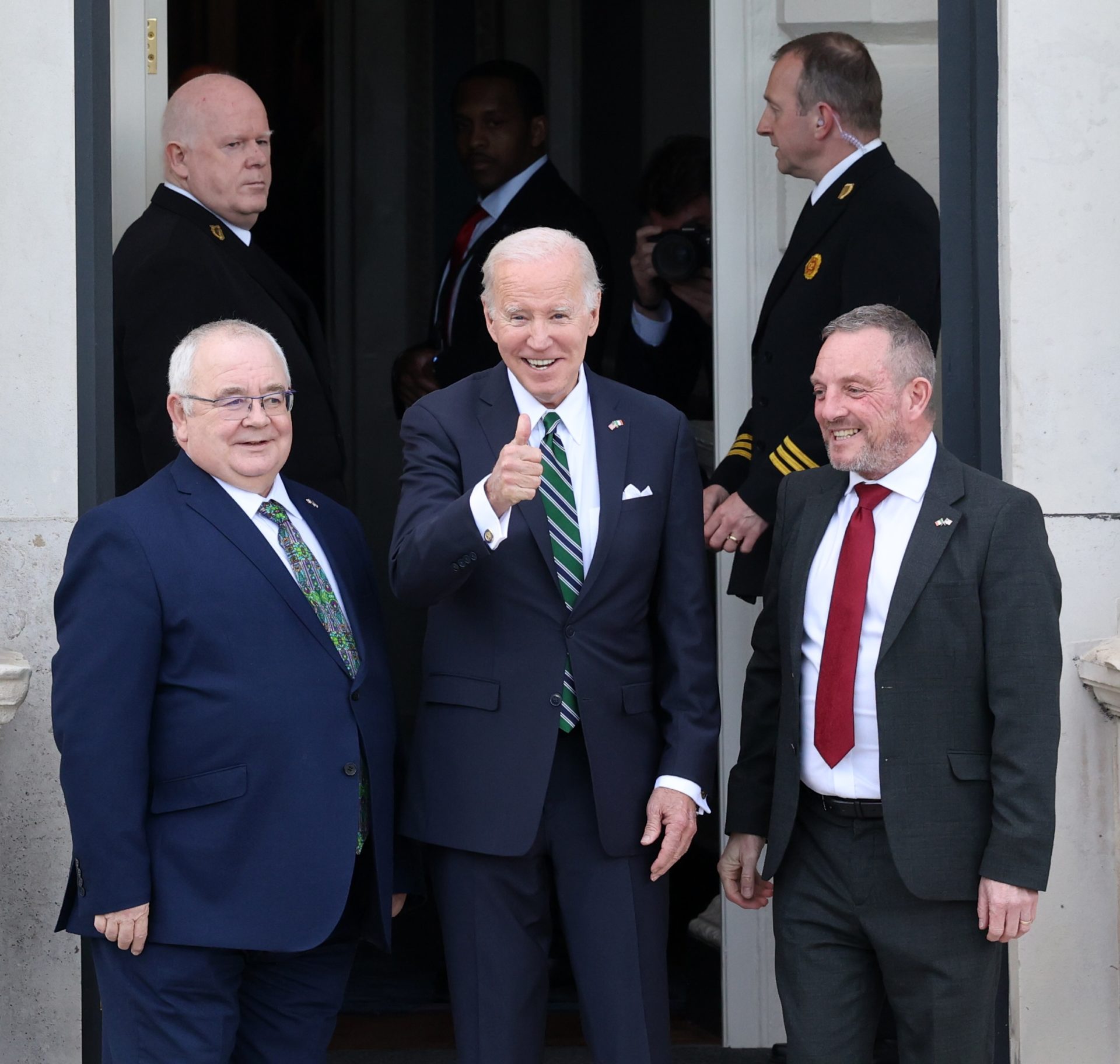 US President Joe Biden arriving at Leinster House for a speech to the Joint Houses of the Oireachtas.