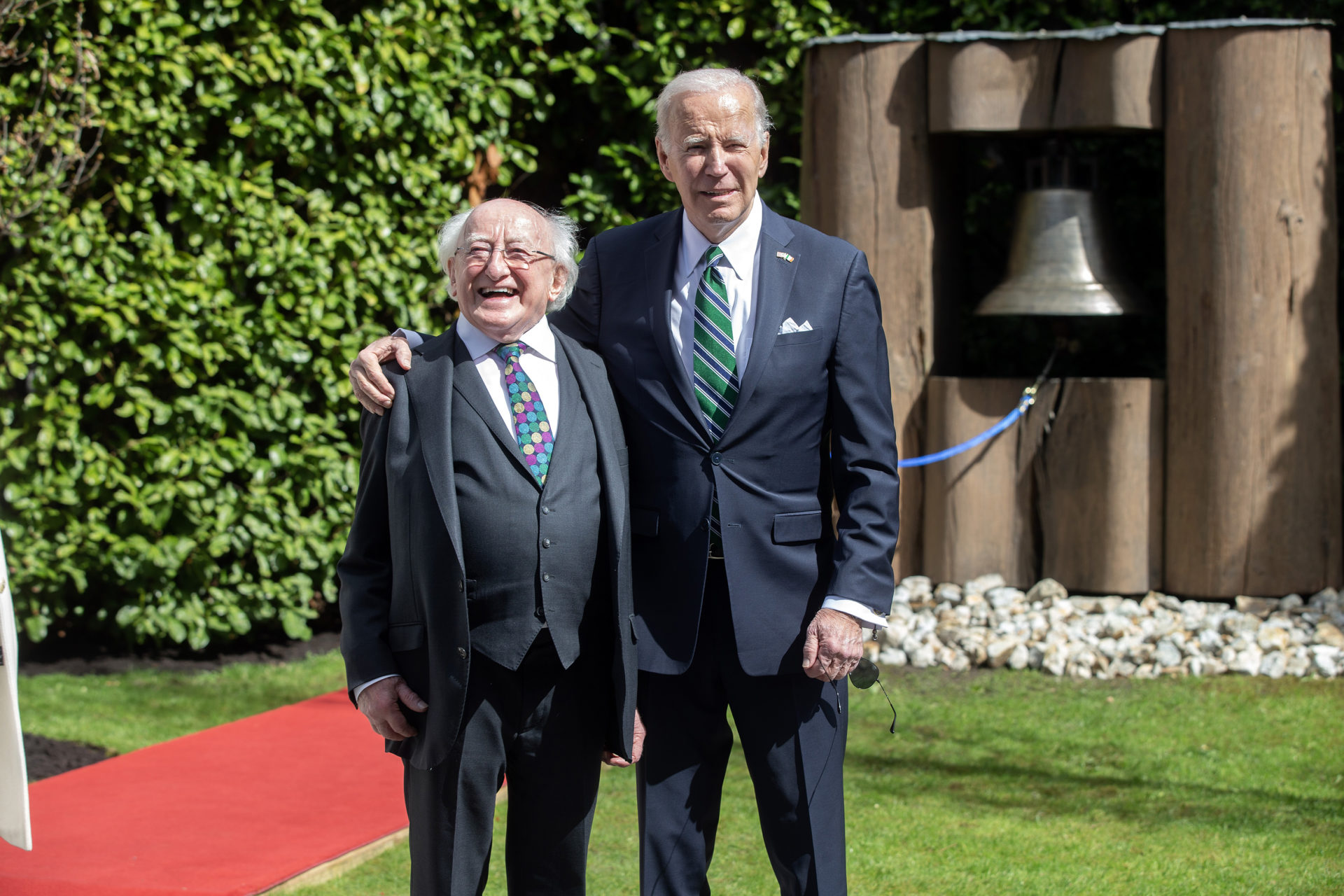 President Michael D Higgins and US President Joe Biden at Áras an Uachtaráin. 