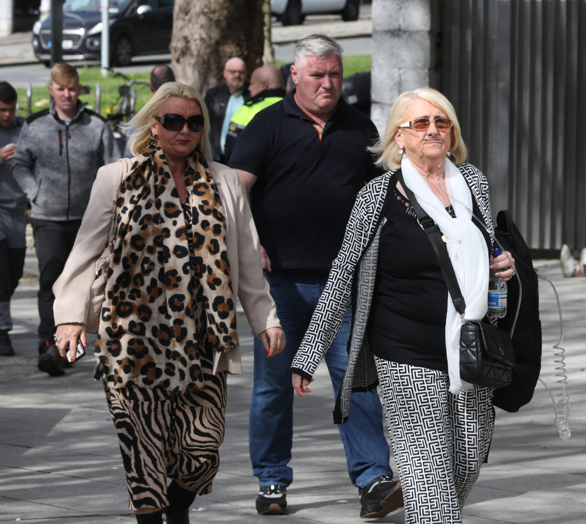 Mother of murder victim David Byrne, Sadie Byrne (R) arriving for Gerry The Monk Hutch court case at the Criminal Courts of Justice.
