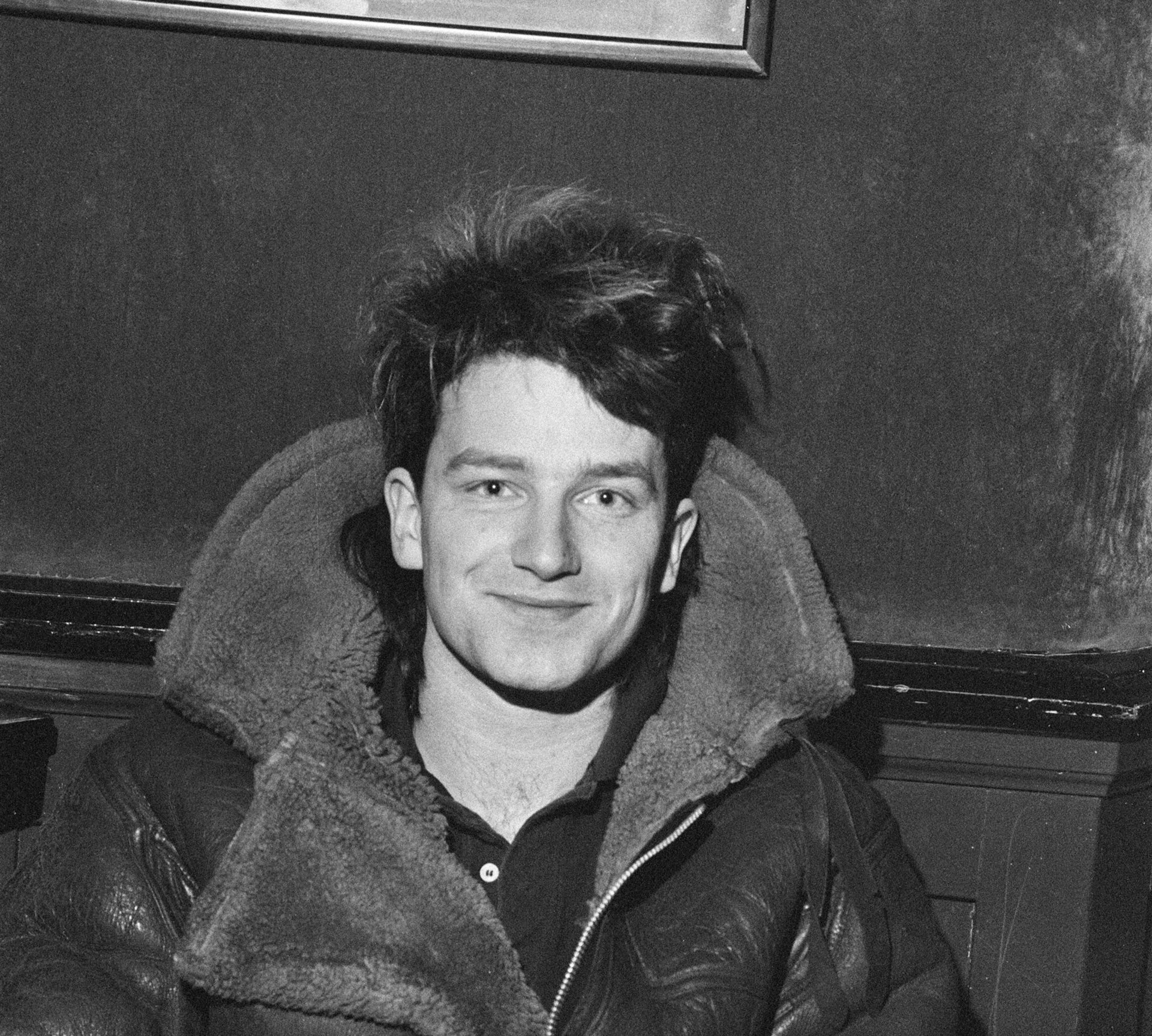 Bono is seen during an informal press conference ahead of concert in Glasgow, Scotland in March 1983.