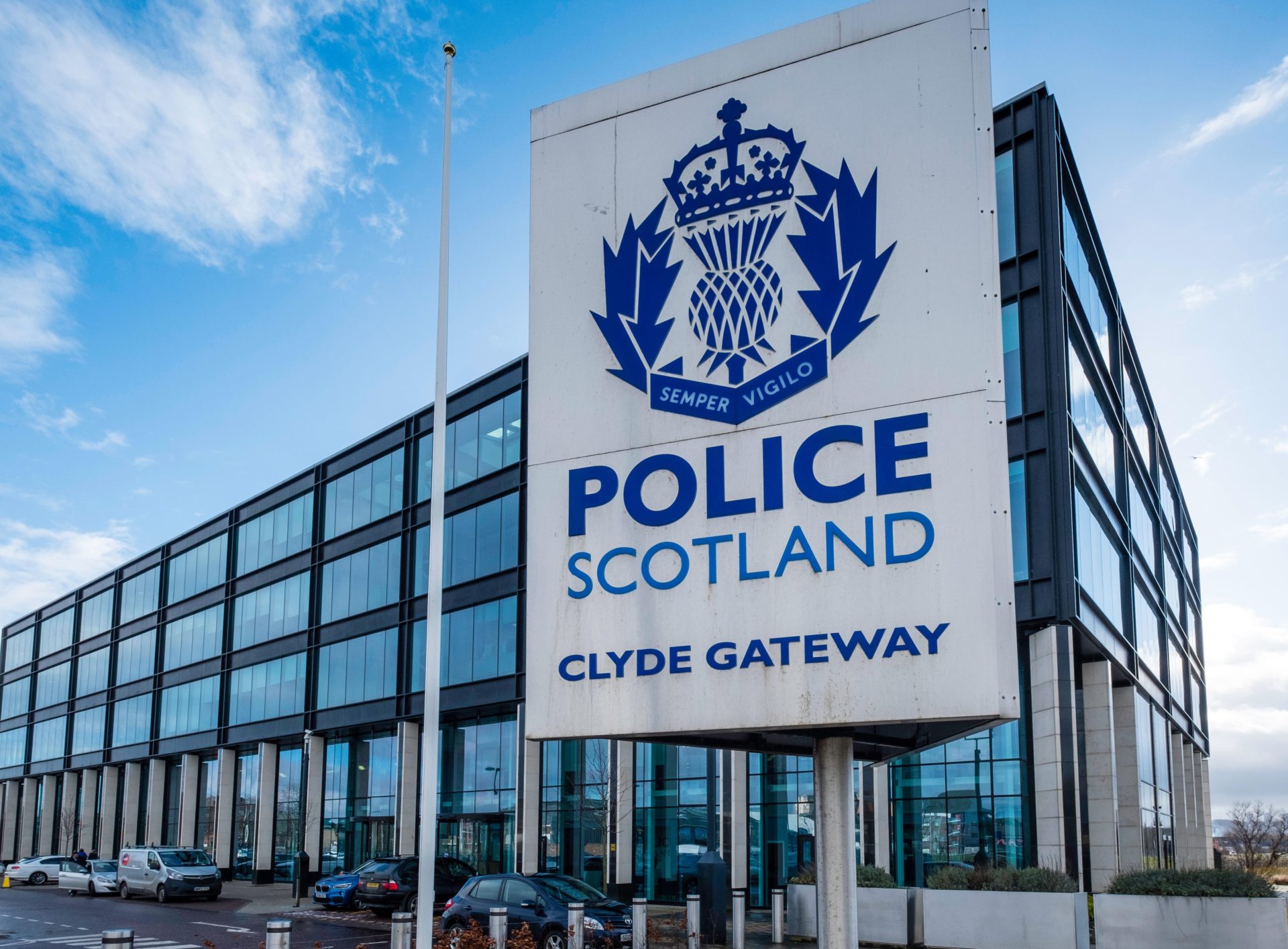 Police Scotland headquarters in Glasgow, Scotland in February 2018.