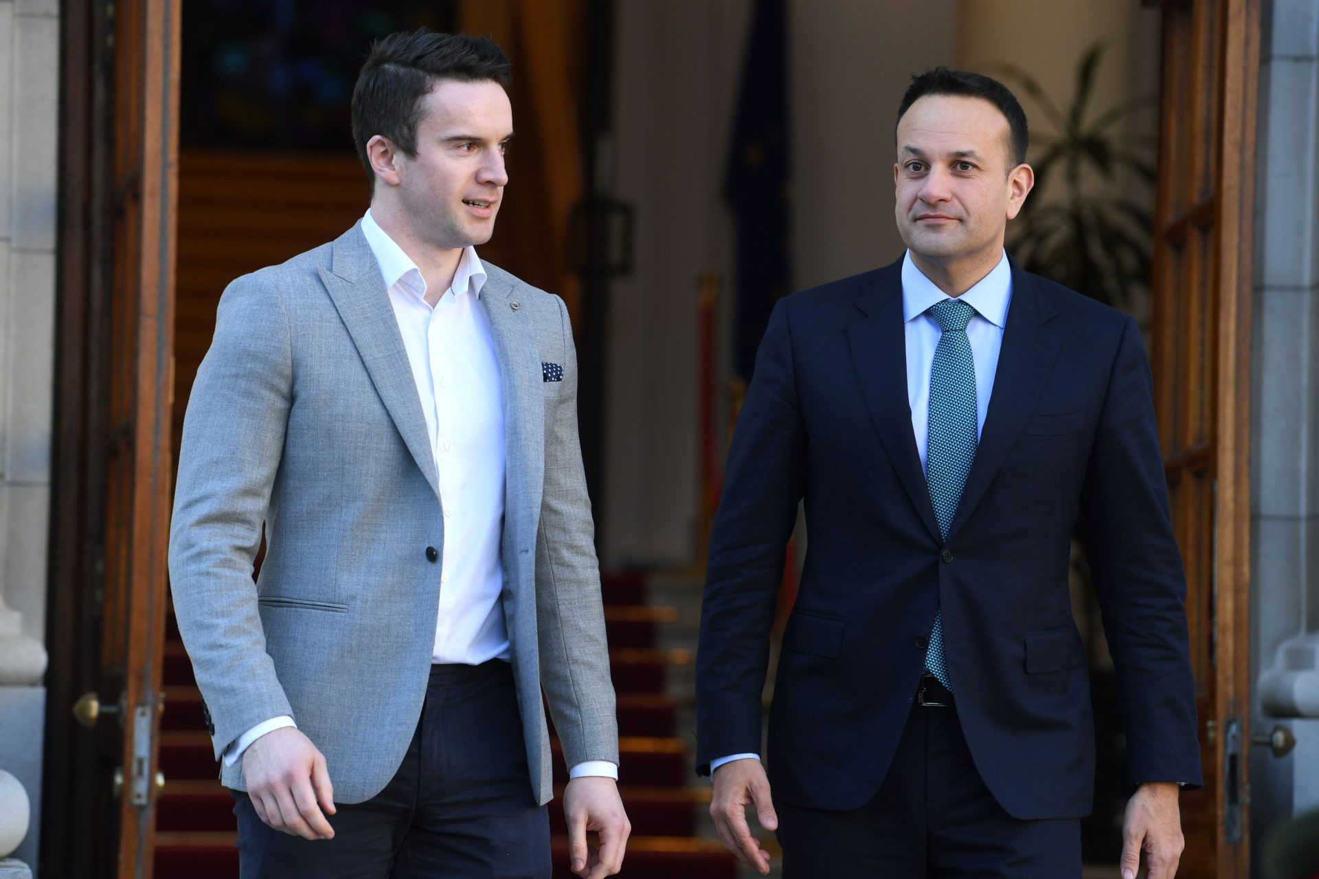 Leo Varadkar, Taoiseach of Ireland, and his partner Matt Barrett at the Government Buildings, Dublin, during their three day visit to the Republic of Ireland. Photo credit should read: Doug Peters/EMPICS