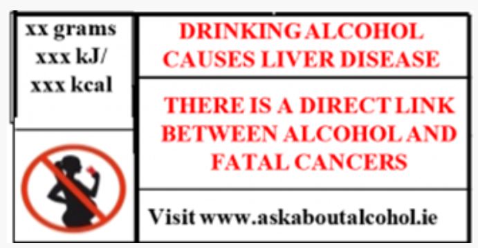 An example of the proposed warning label to be put on alcohol products. 