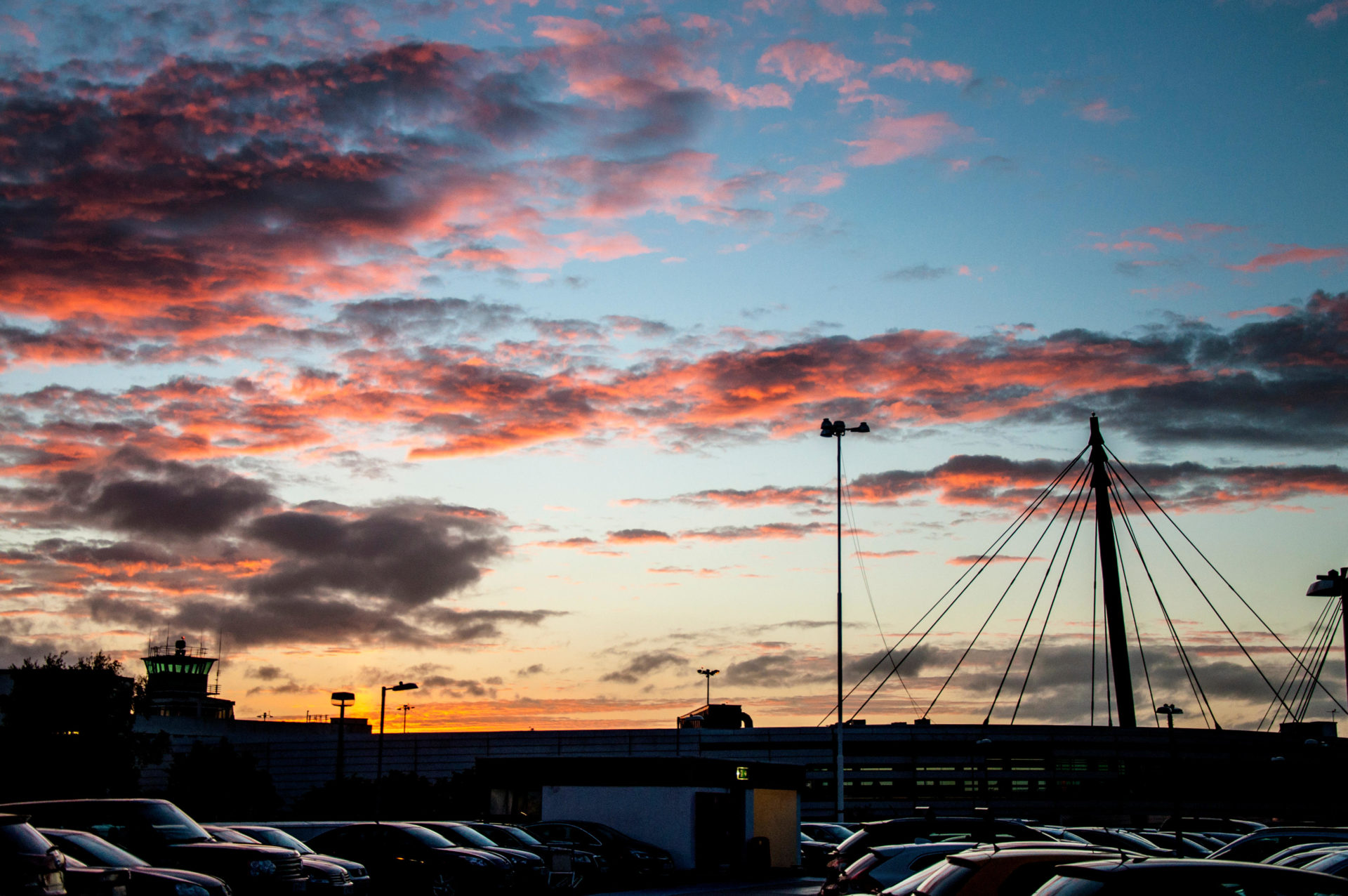 Dublin Airport Terminal One 1 carpark at sunset Ireland