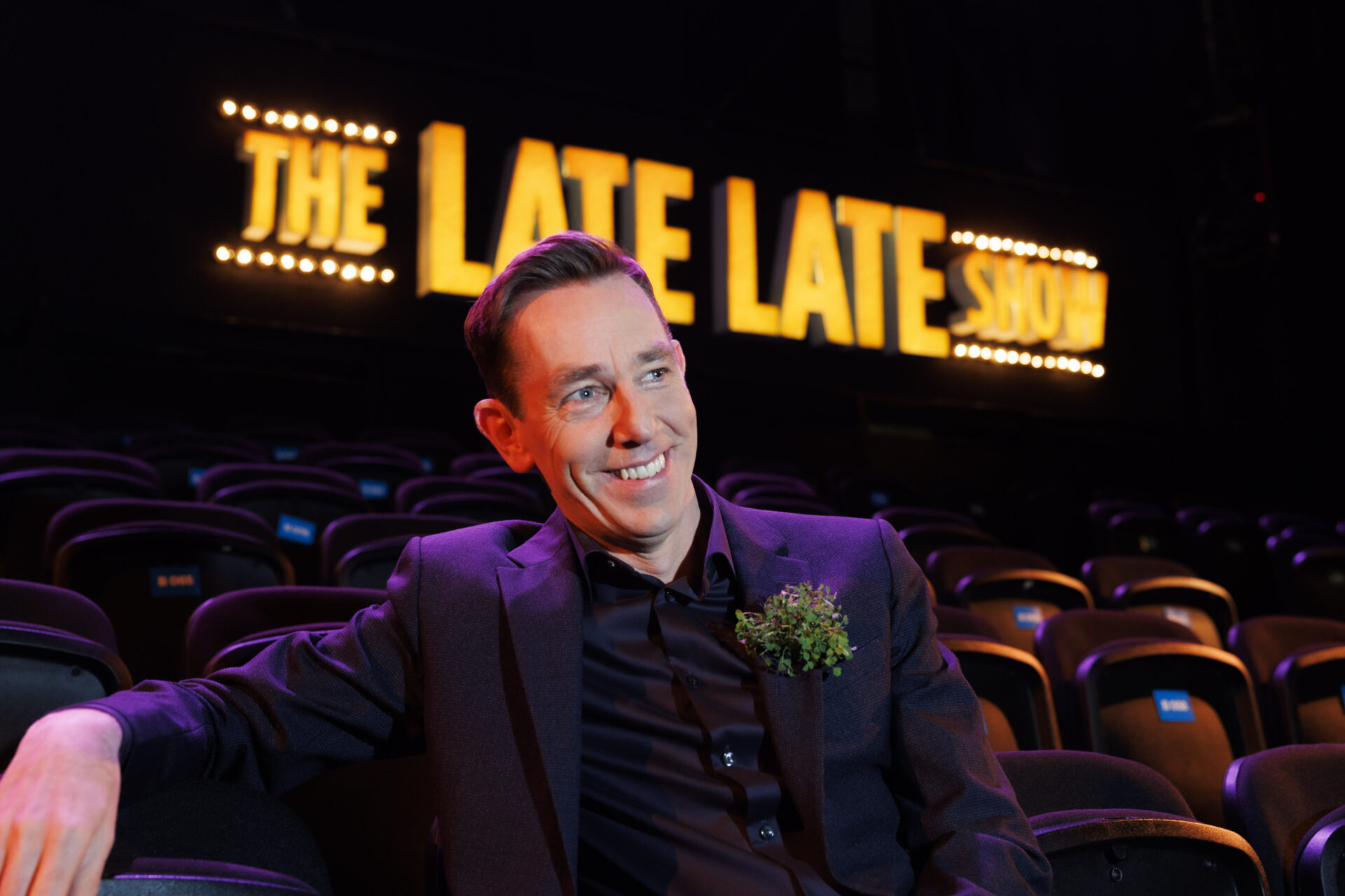 Ryan Tubridy is pictured on set ahead of the RTÉ One The Late Late Show St Patrick's Day Special. 