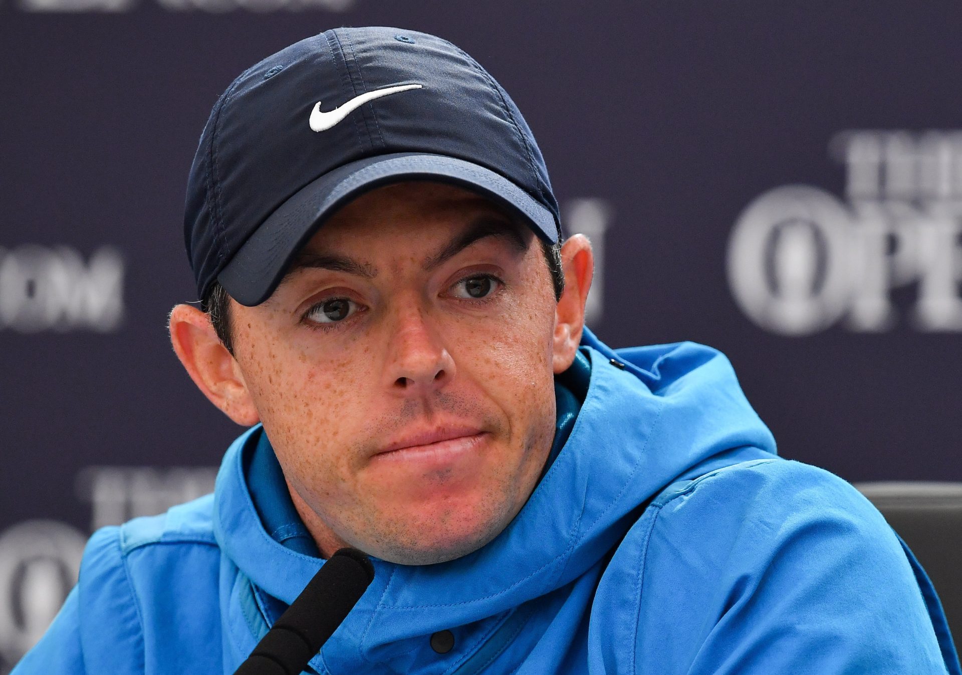 Rory McIlroy speaking during a press conference in July 2019 ahead of the Open Championship at Royal Portrush in Co Antrim.