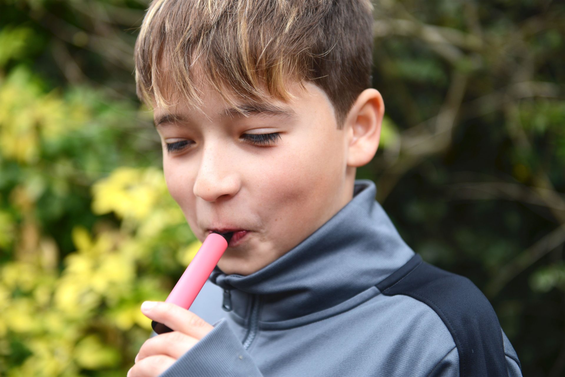 Schoolboy vaping