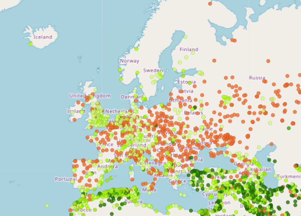 City density across Europe. 