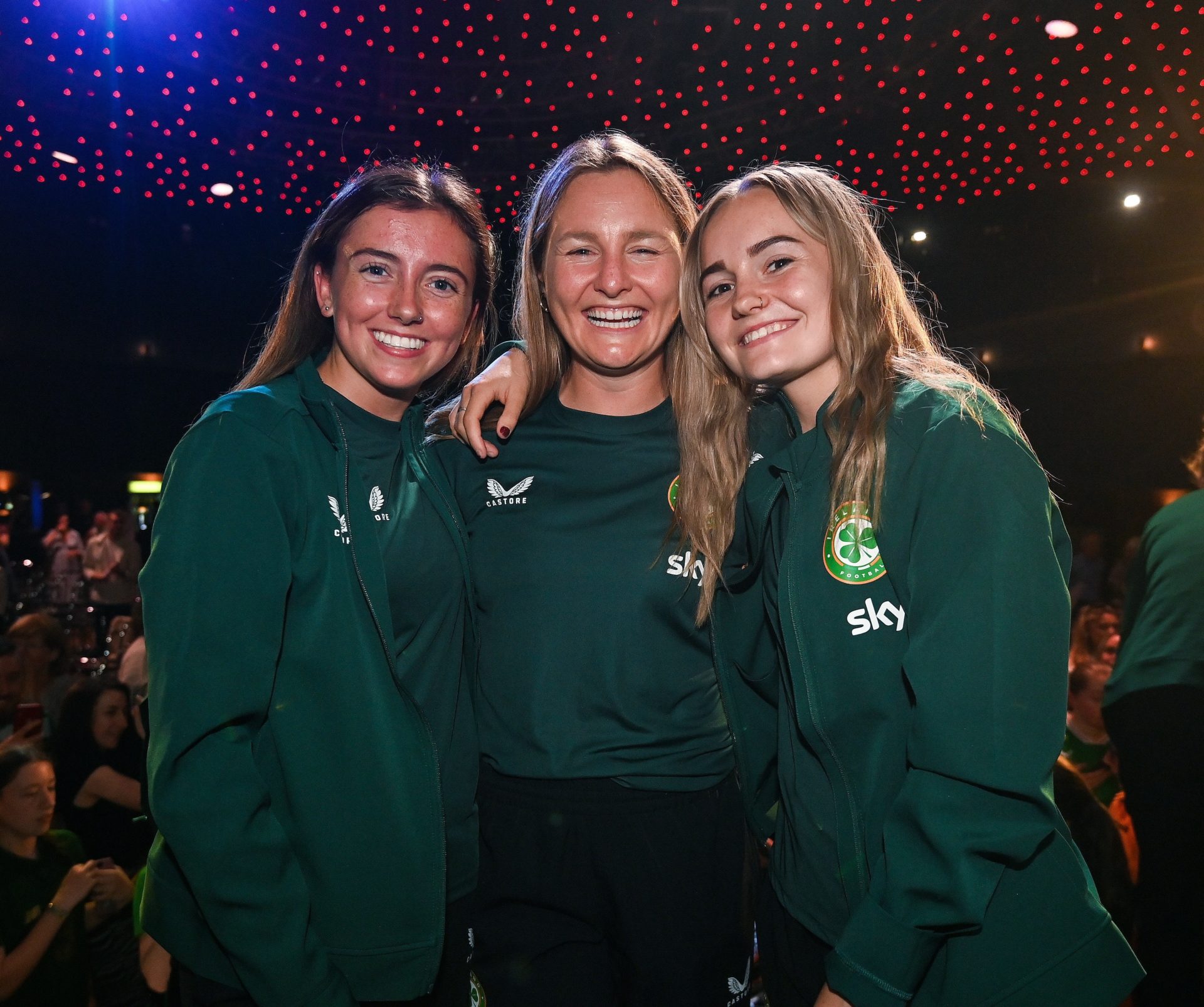 Republic of Ireland players (from left) Abbie Larkin, Kyra Carusa and Izzy Atkinson.