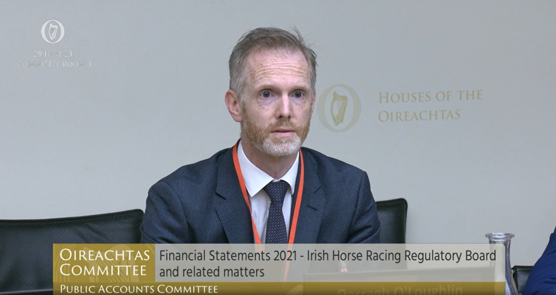 The Irish Horseracing Regulatory Board Chief Darragh O'Loughlin appears before the Public Accounts Committee. 