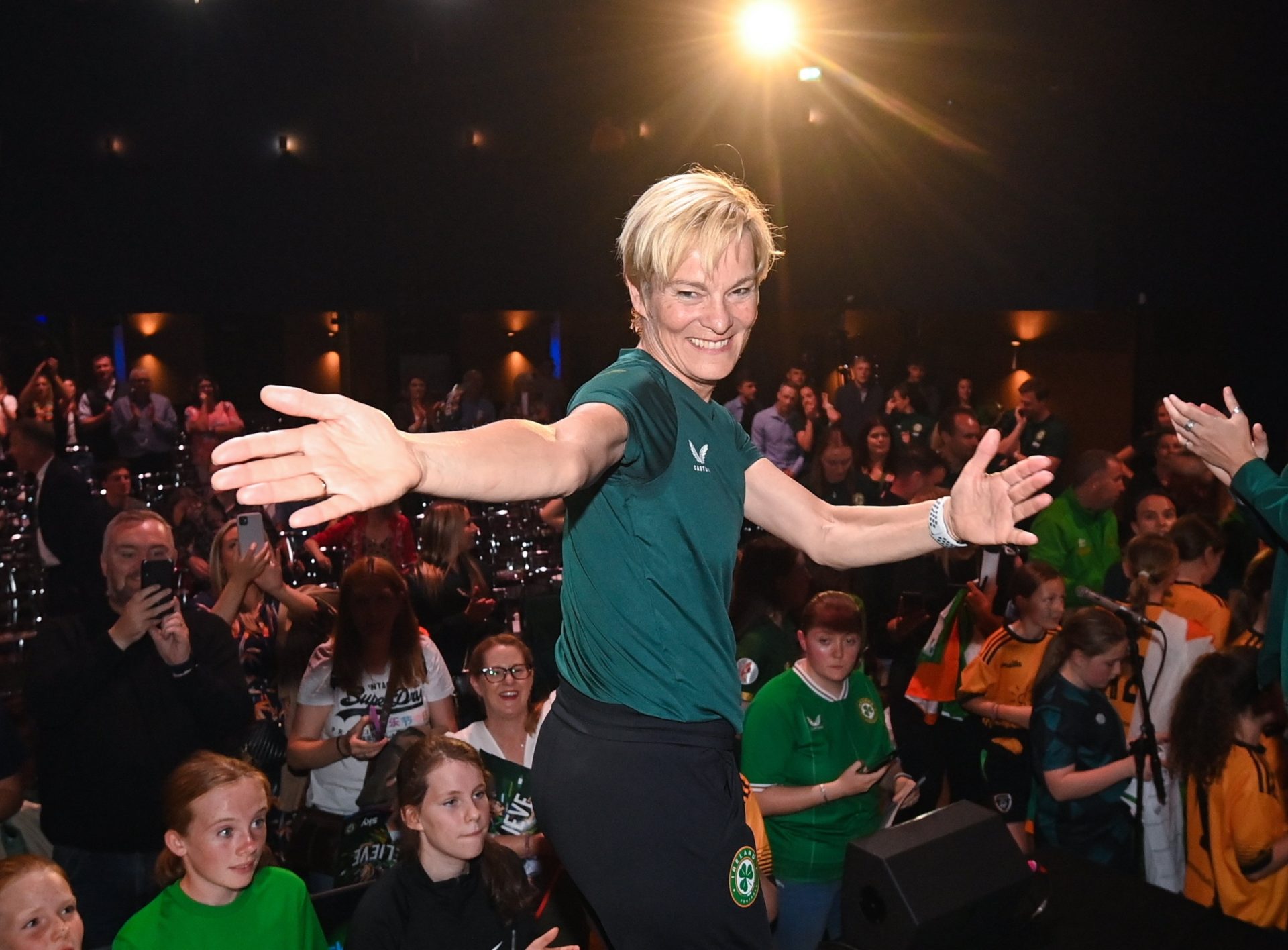 Republic of Ireland manager Vera Pauw and her players at ab event to celebrate the team before they travel to Australia.