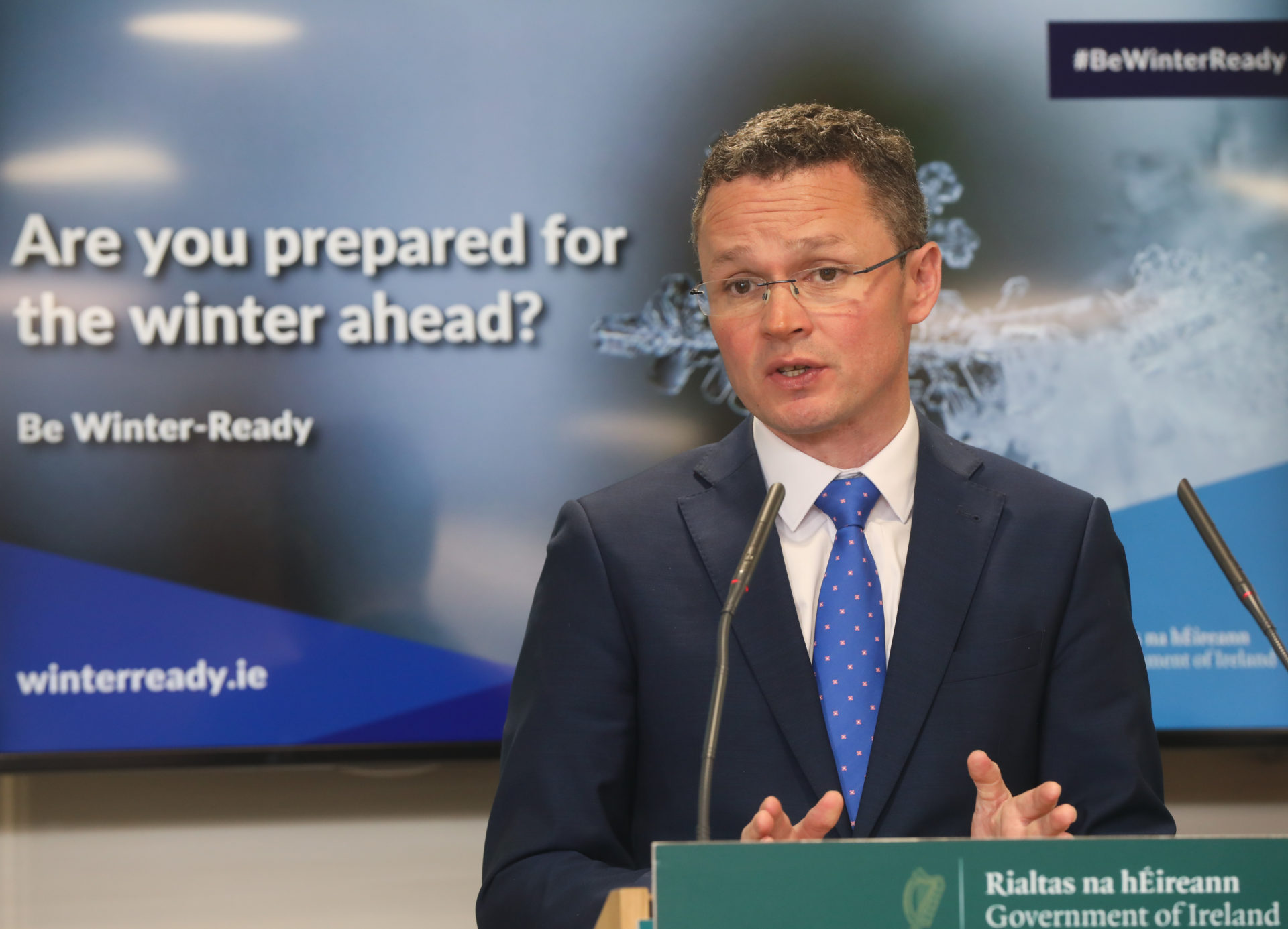 flights 10/11/2022 Pictured is Minister of State with obligation for the Office of Public Works Patrick O'Donovan speaking at the launch of the Be Winter Ready project 2022-23 in the National Emergency Coordination Centre (NECC), Dublin. Picture: Leah Farrell/ RollingNews.ie