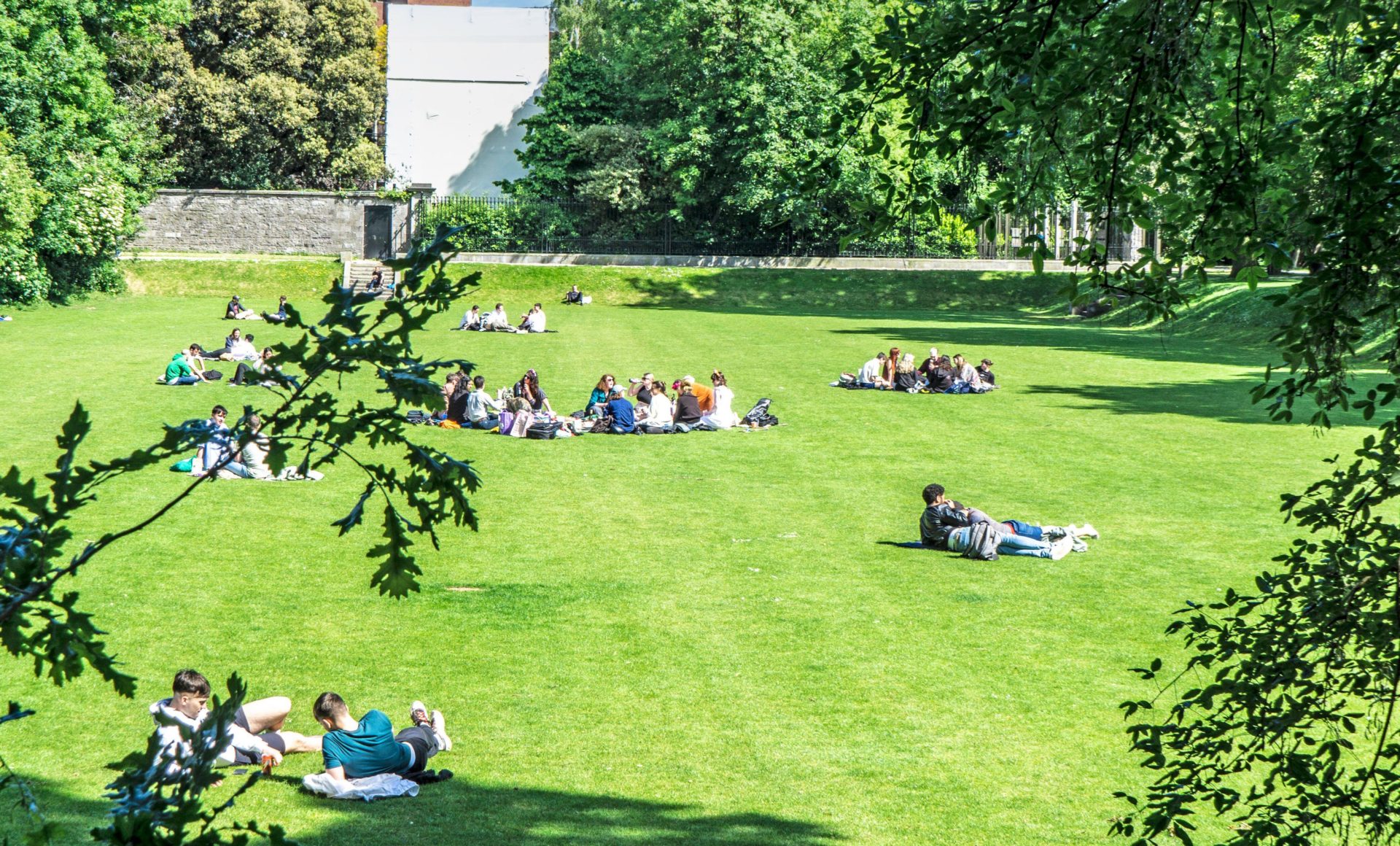 People enjoying sunshine at the Iveagh Gardens, Dublin in May 2022.