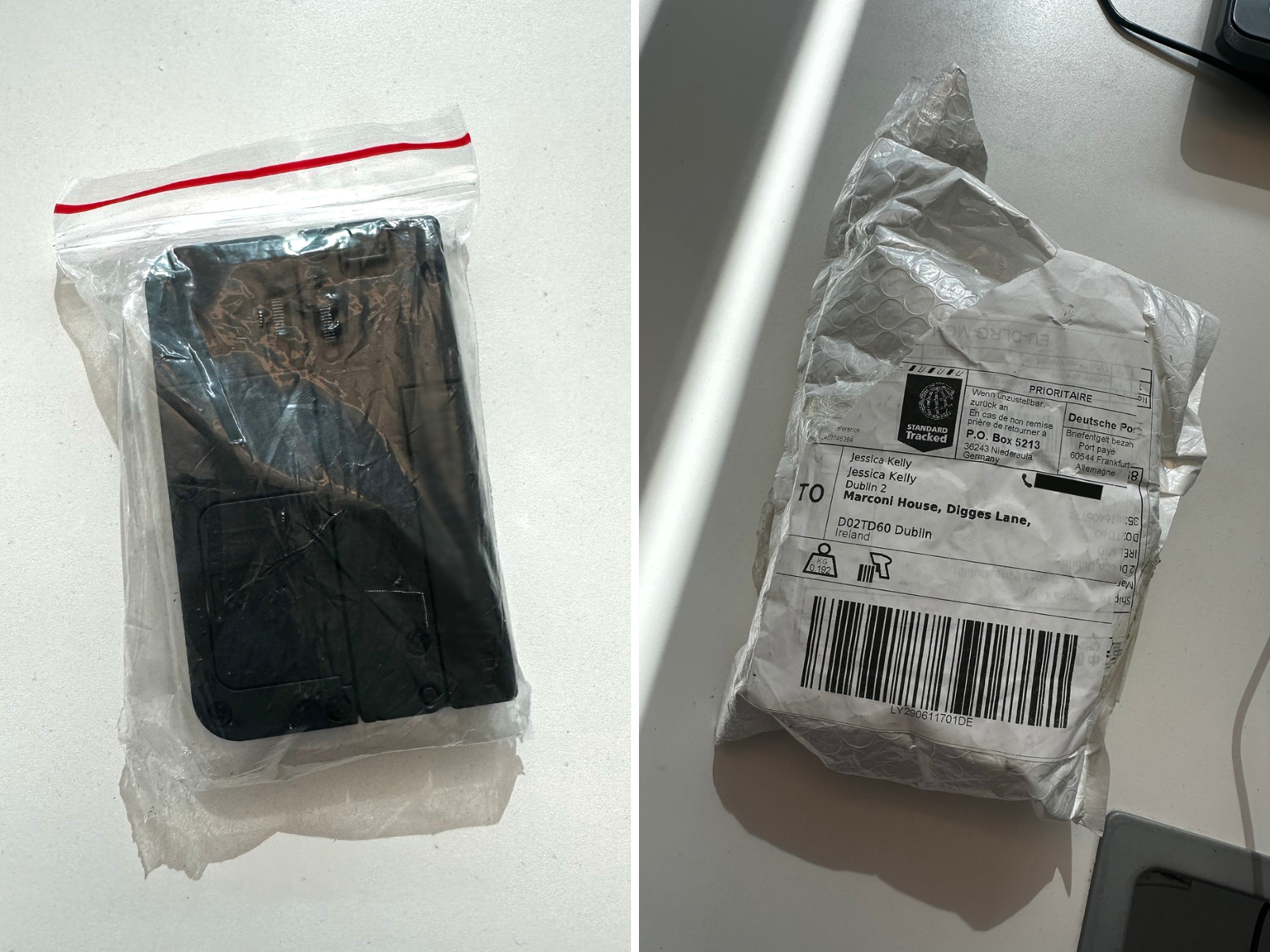 A package containing a sophisticated imitation firearm that arrived at the Newstalk studios. Image: Newstalk