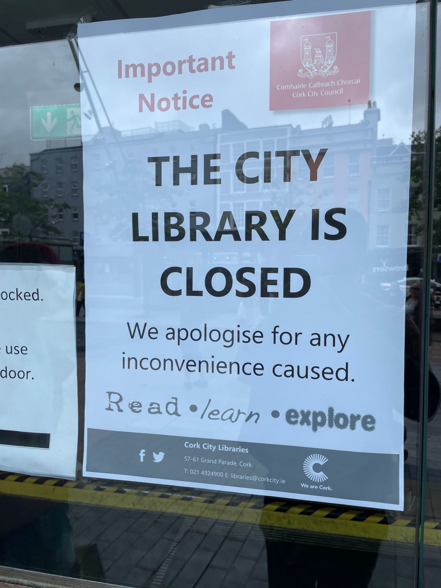 Closure of Cork City Library for protest