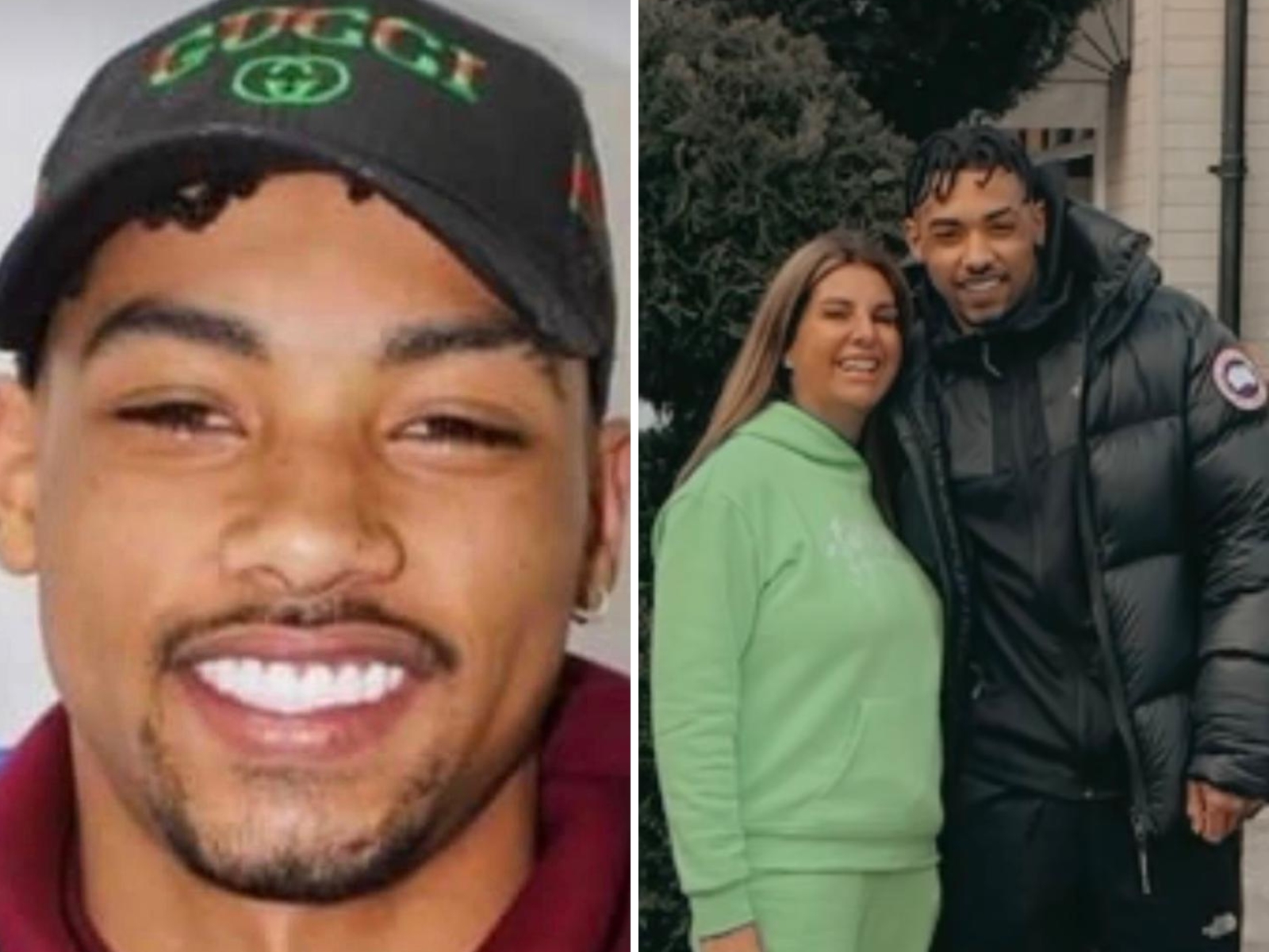 A split-screen showing Wassiou Leon Awaye and Wassiou with his foster mother Sandra Burns.