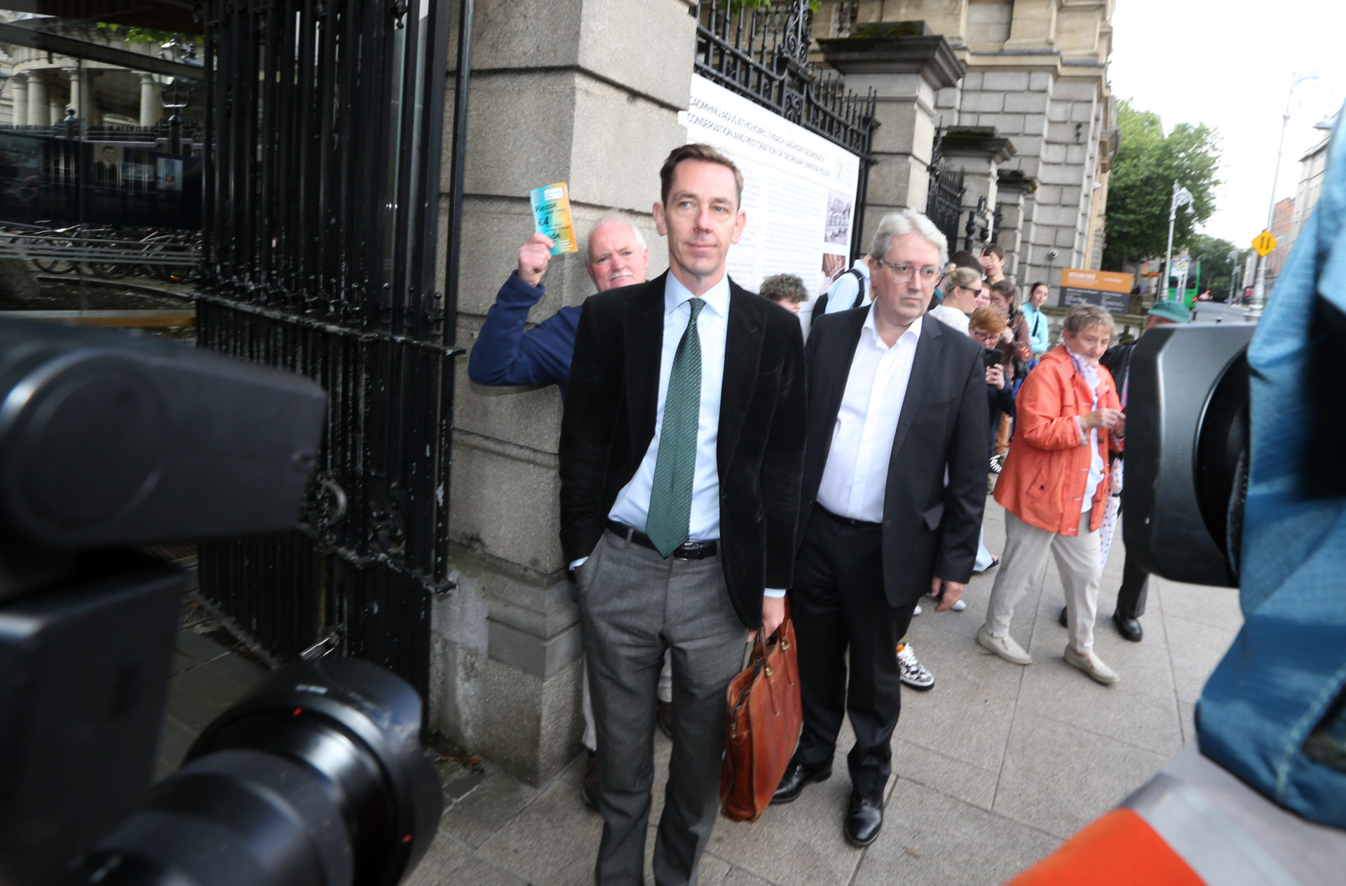 11/07/2023 Dublin Ireland. RTE Radio Presenter Ryan Tubridy arriving at the Dail (Leinster House) with his agent Noel Kelly to giving evidence at today's Public Accounts committee in the morning and the media Committee in the afternoon in relation to his pay issues. Photo: oireachtas.ie