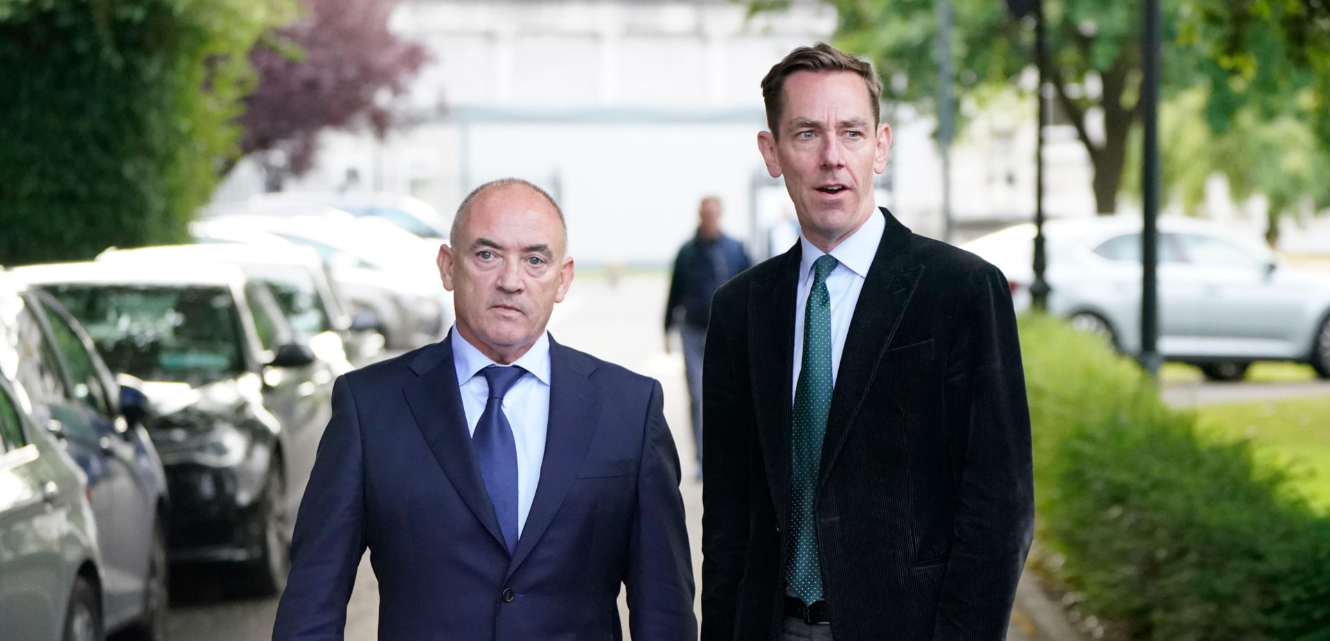 Ryan Tubridy with his agent Noel Kelly leaving Leinster House, Dublin