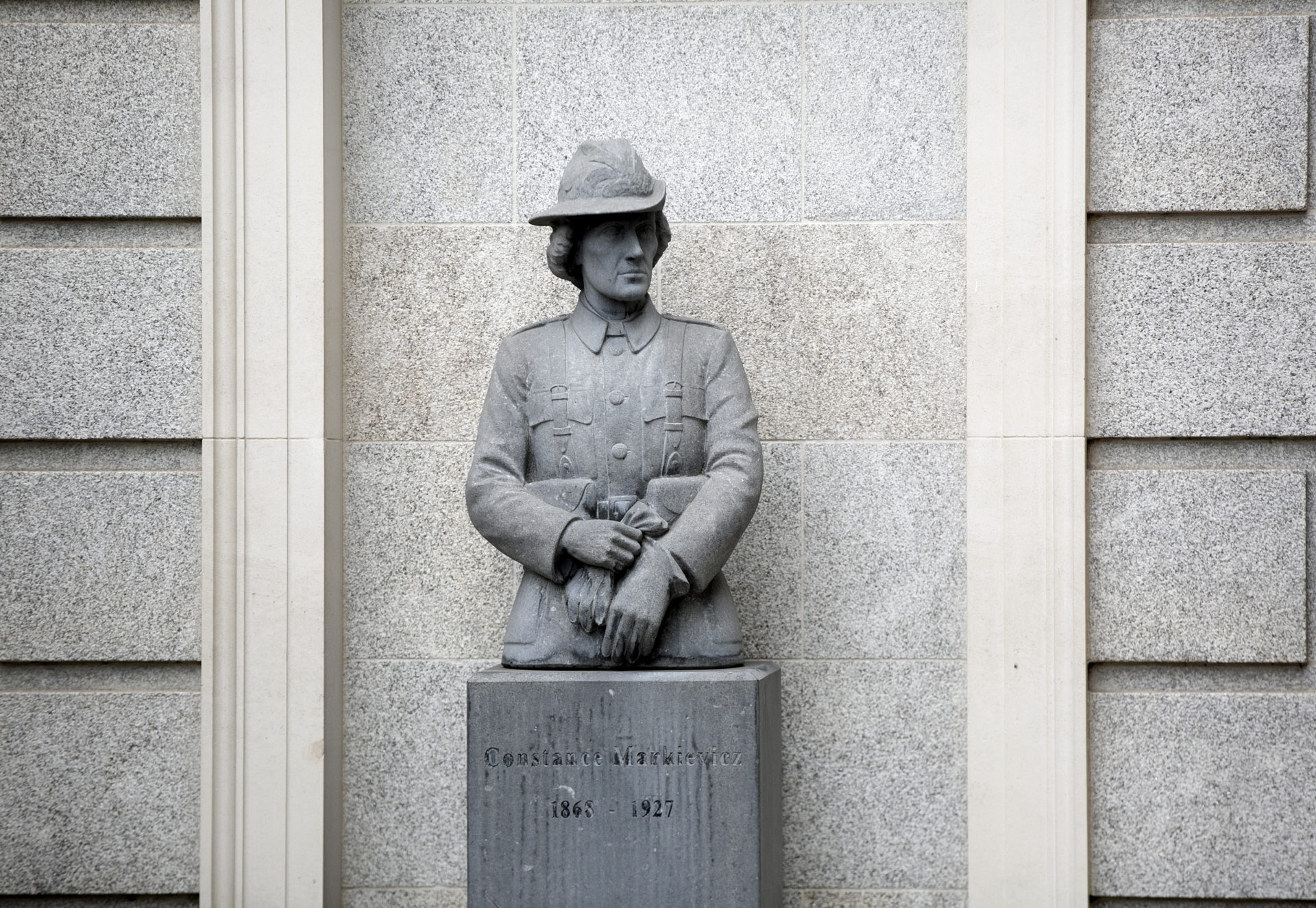 A statue outside Leinster House of Countess Markievicz in June 2020