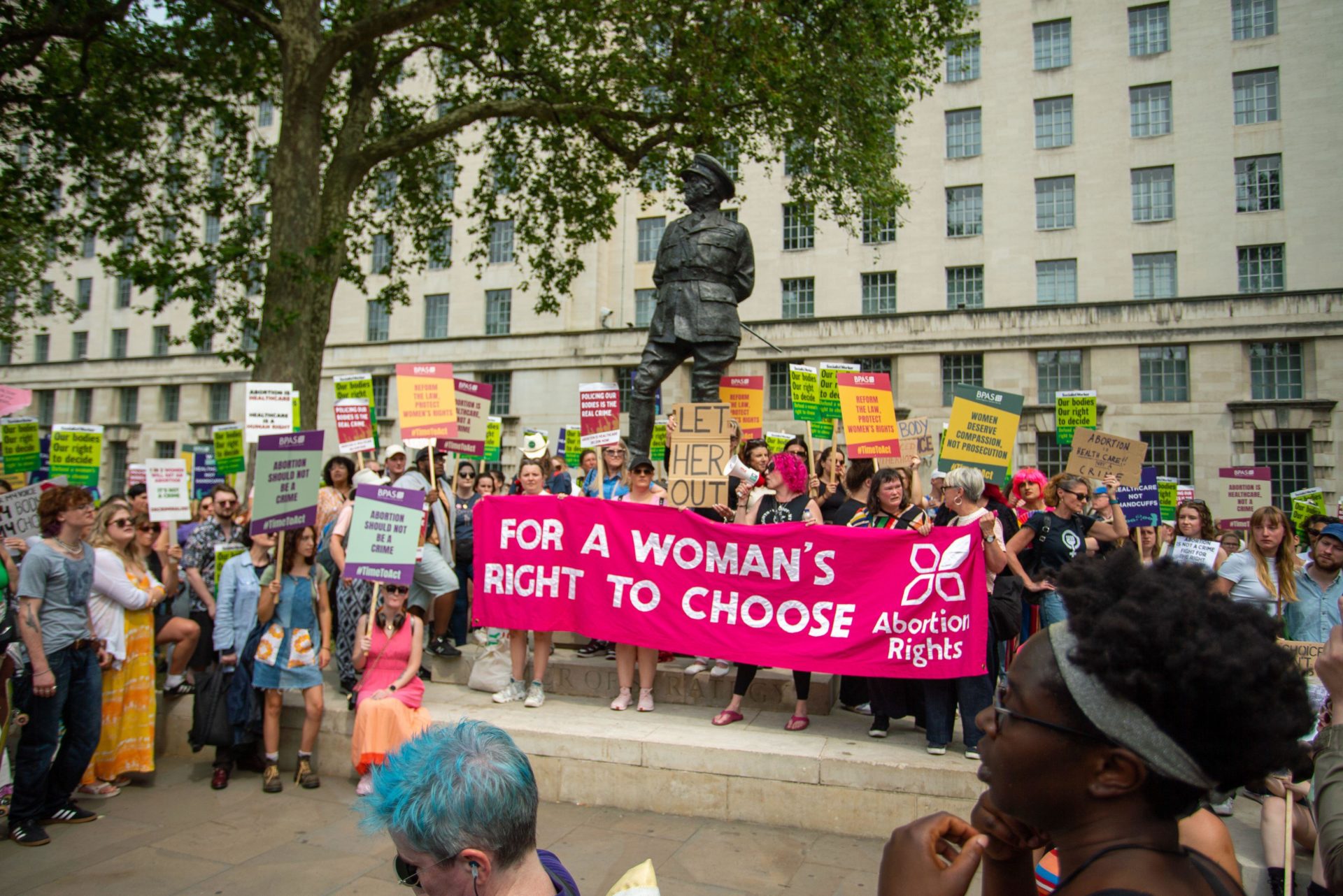 Abortion Rights Protesters campaigning for abortion rights and the release of Carla Foster.