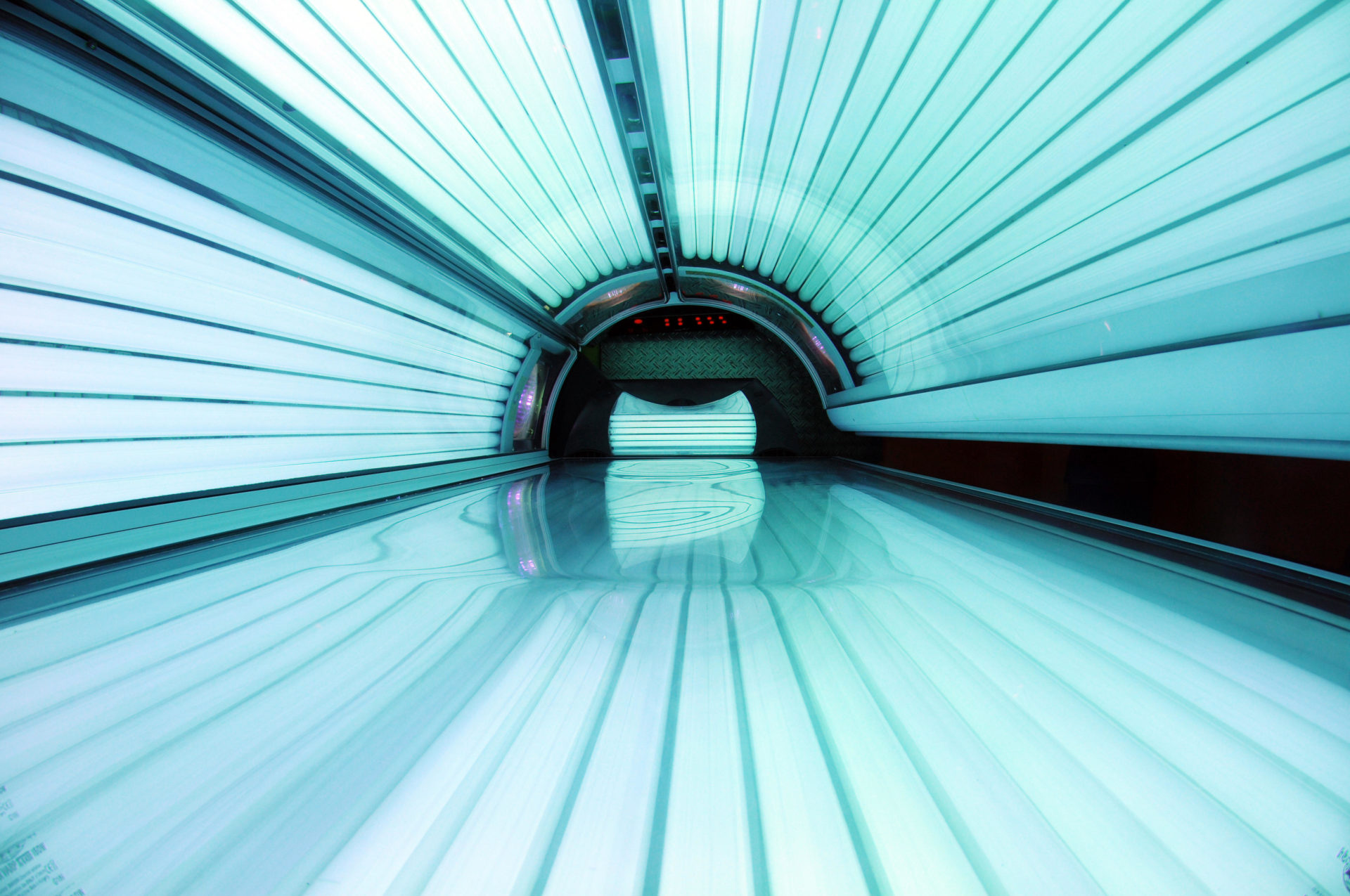 Interior of a tanning bed. 