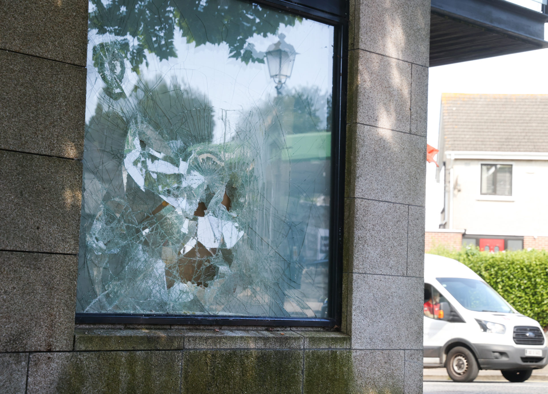 A building in Ballybrack which suffered damage during an anti-asylum seeker protest.