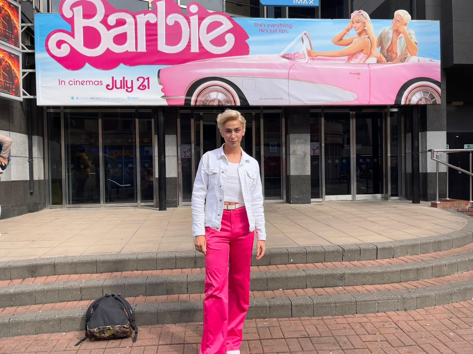 Barbie fan Giovanni at the first screening this morning at Cineworld Parnell Street